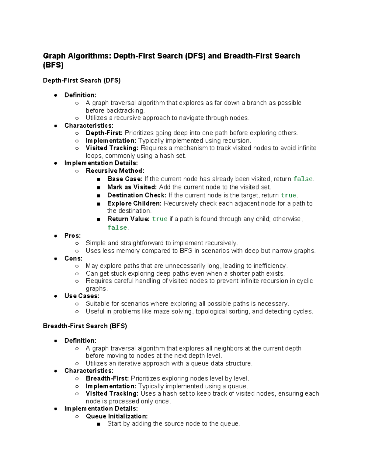 Graph Algorithms Depth-First Search (DFS) and Breadth-First Search (BFS ...