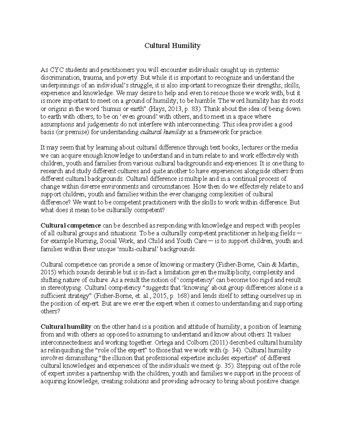Cultural Humility - But while it is important to recognize and ...