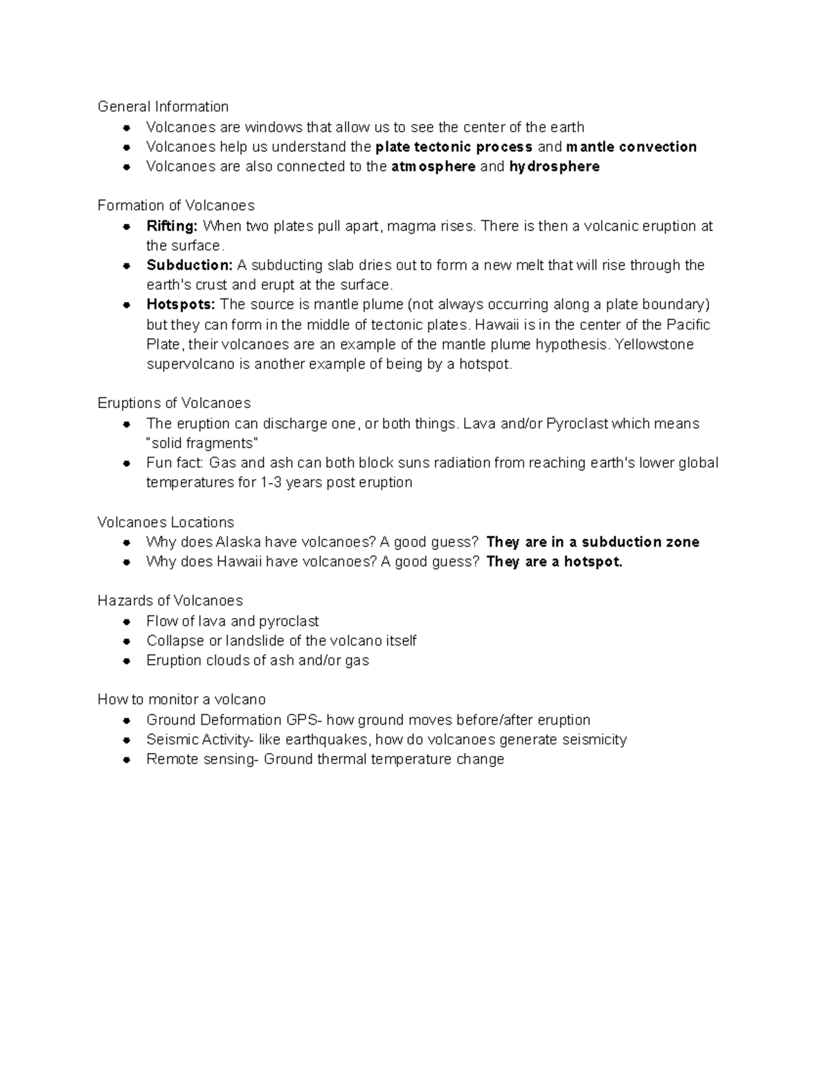 Geology Volcano Lecuture Notes - General Information Volcanoes are ...