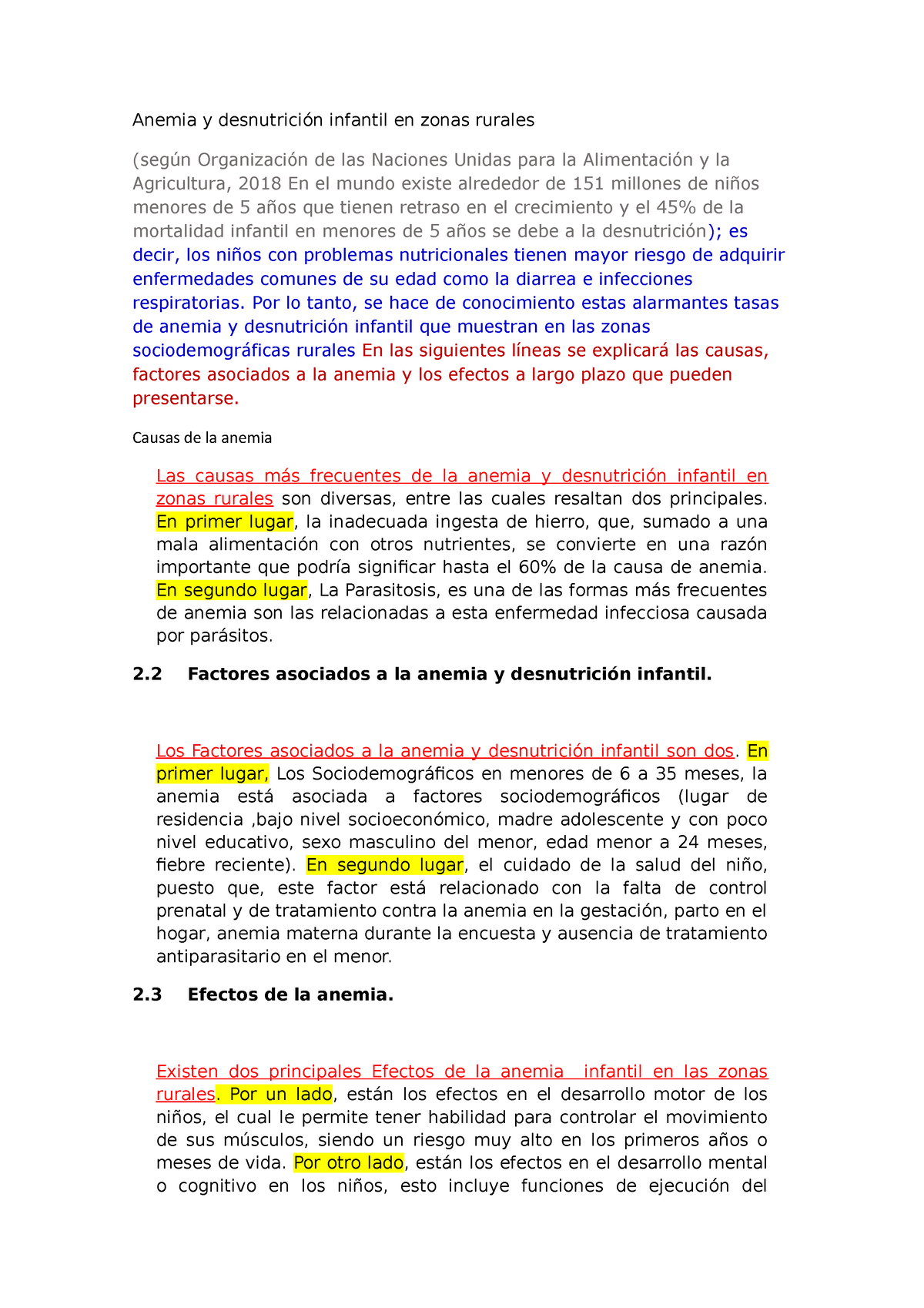 Anemia Y Desnutrición Infantil En Zonas Rurales - Anemia Y Desnutrición ...