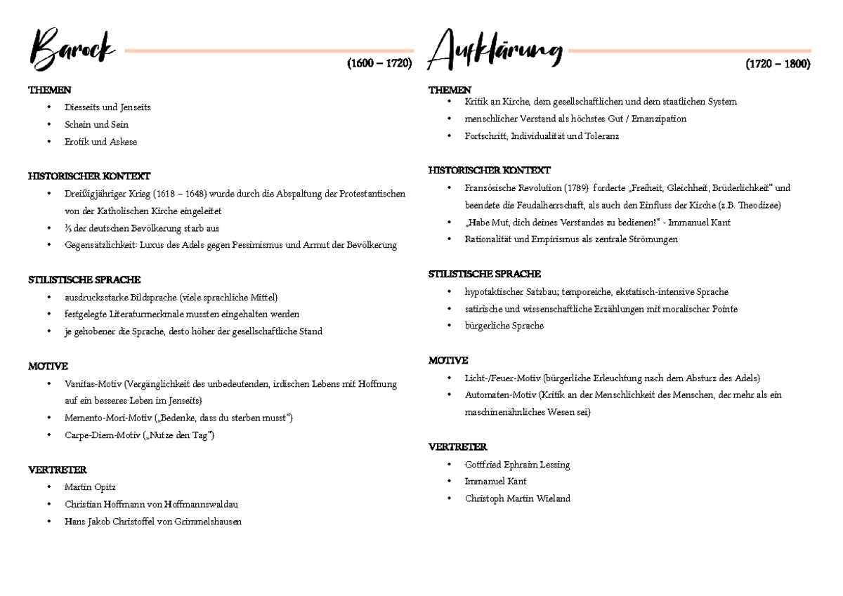 Deutsch Lk Abitur 2025 Nrw Themen Epochen+Deutsch+LK - Zusammenfassung - THEMEN Diesseits und Jenseits