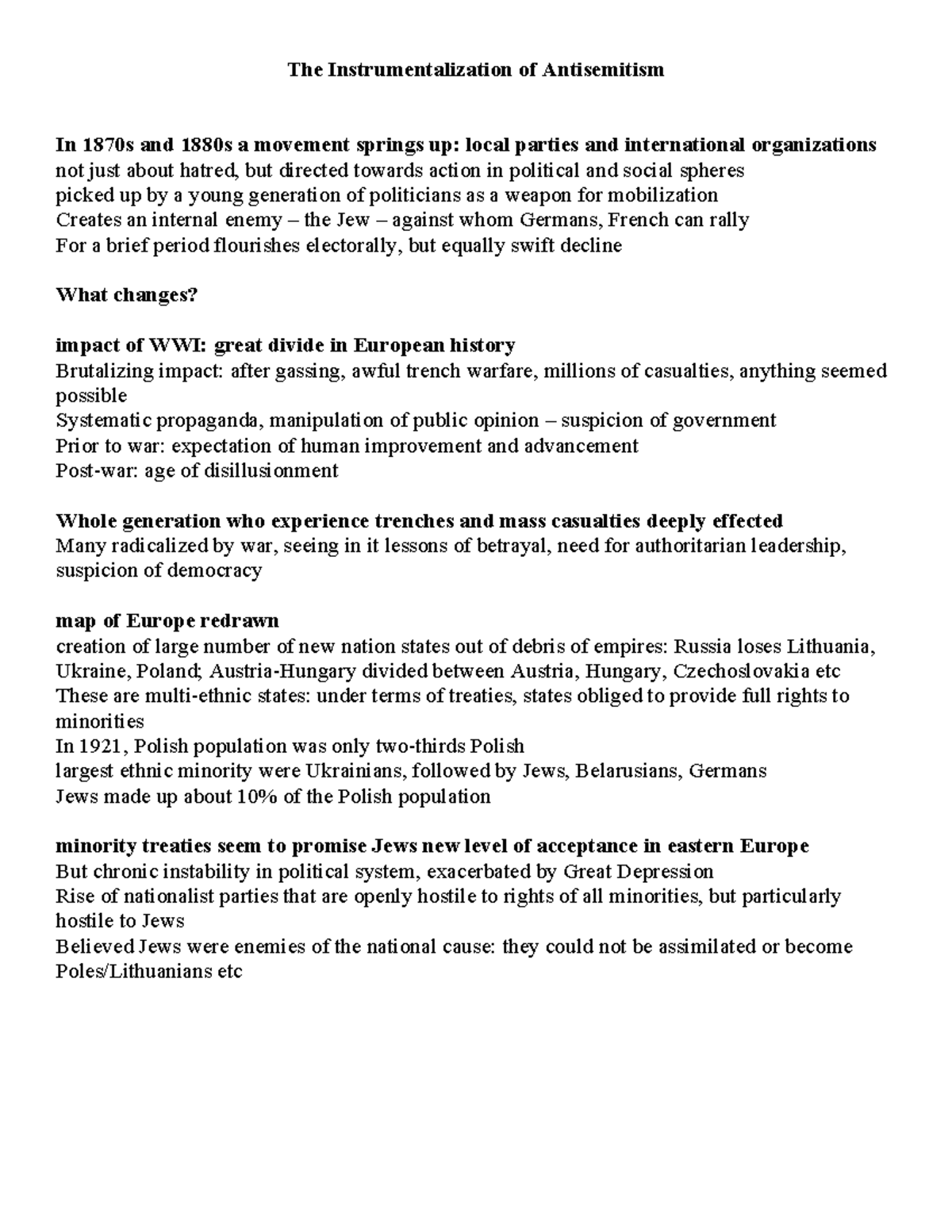 Interwar Europe handout - The Instrumentalization of Antisemitism In ...