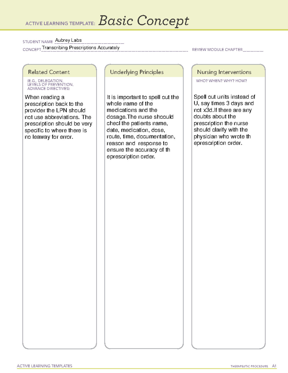 Transcribing Prescriptions Accurately - INT 220 - ACTIVE LEARNING ...