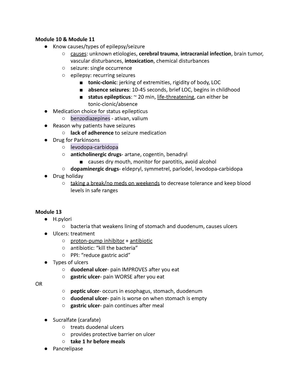 Pharm exam 3 blueprints - Module 10 & Module 11 Know causes/types of ...