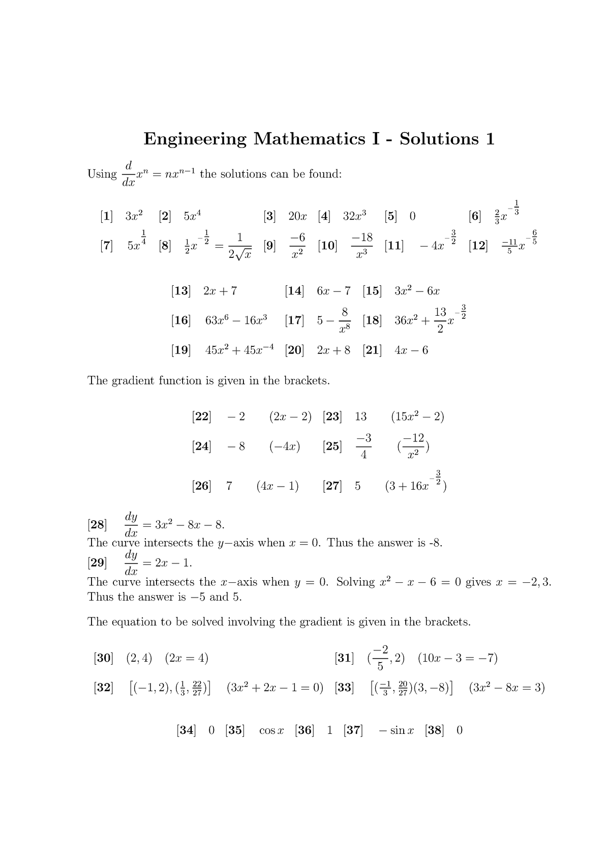 Solutions for worksheet 1 - Engineering Mathematics I - Solutions 1 ...