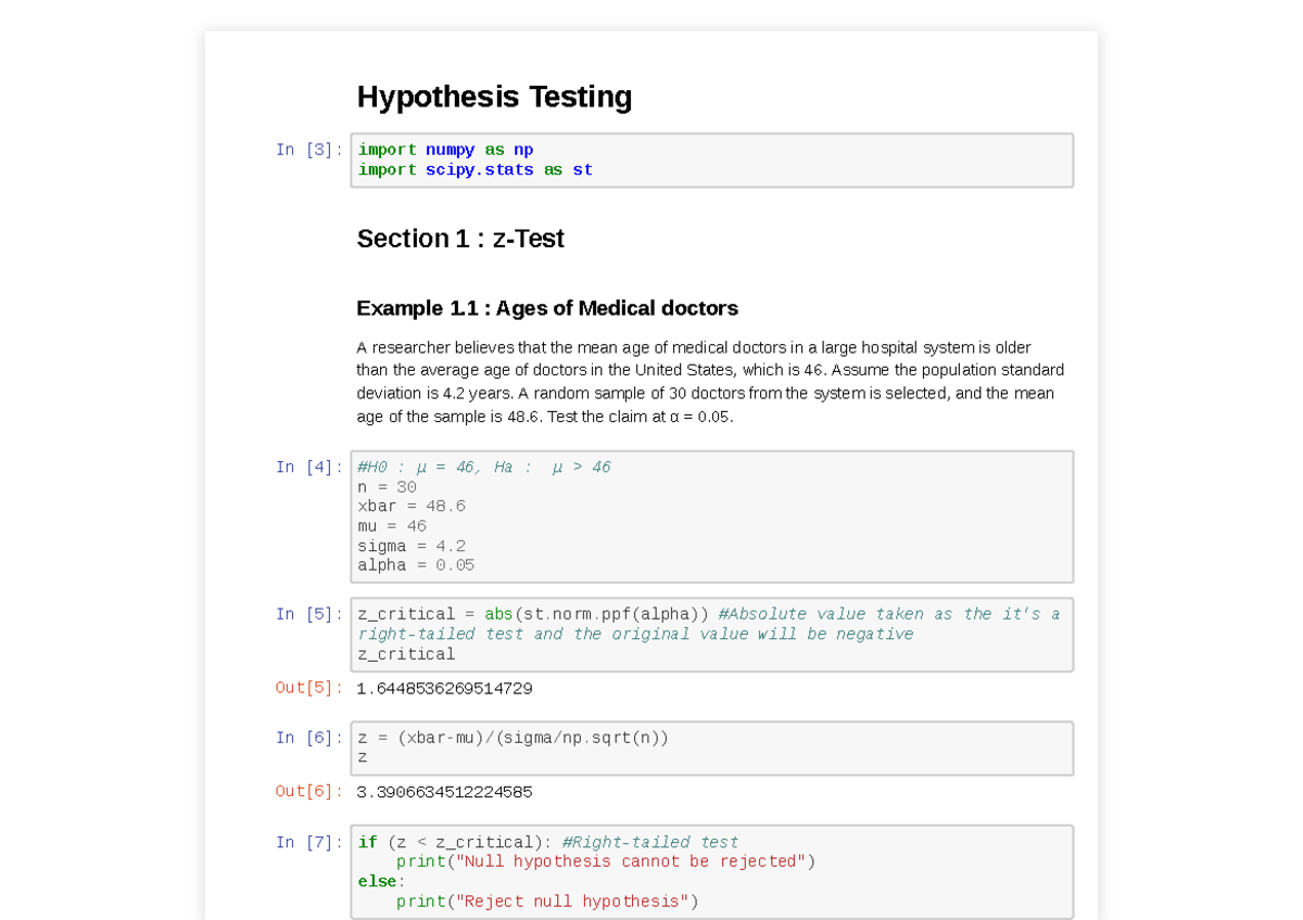 Hypothesis Testing-TTests - Hypothesis Testing In [3]: import numpy as ...