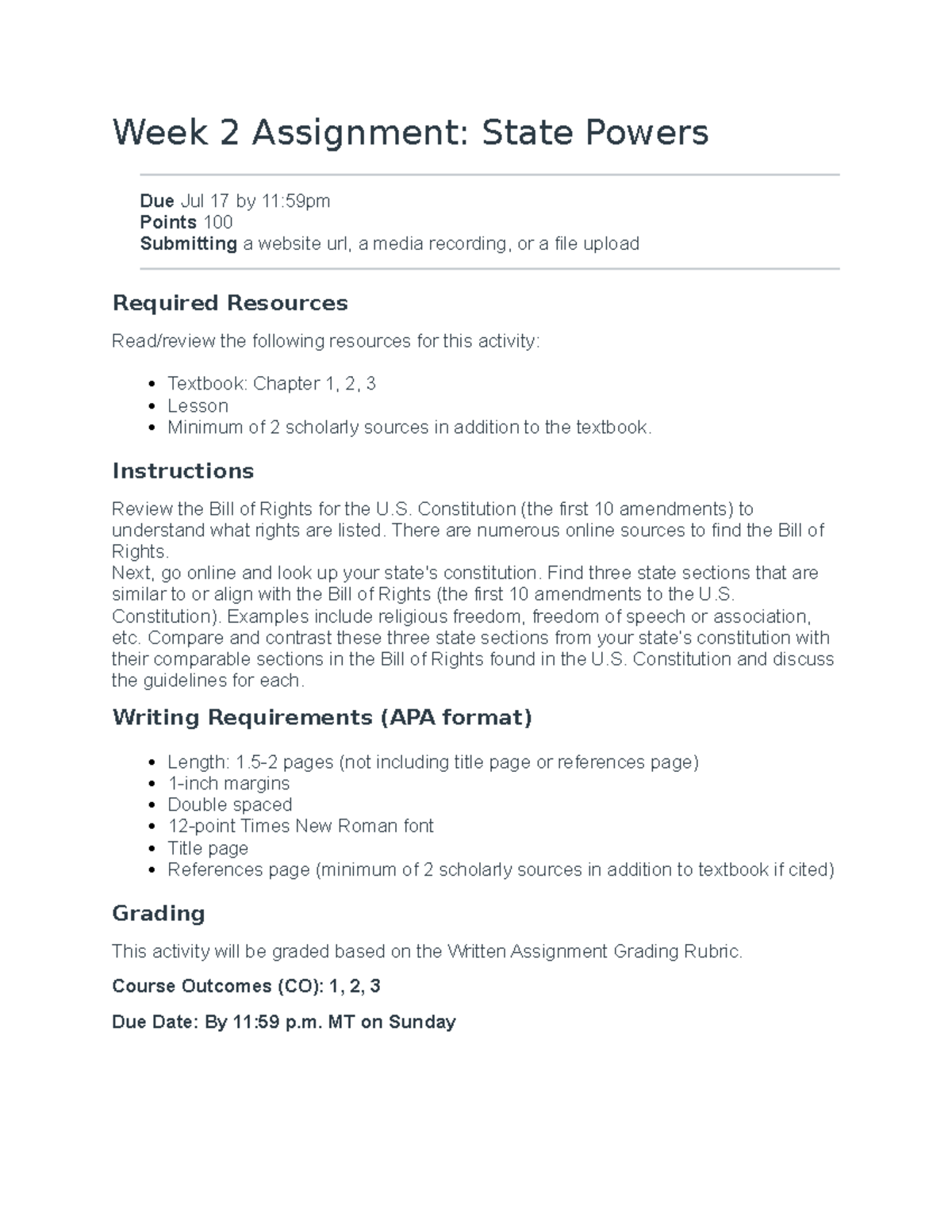 week 2 assignment state powers