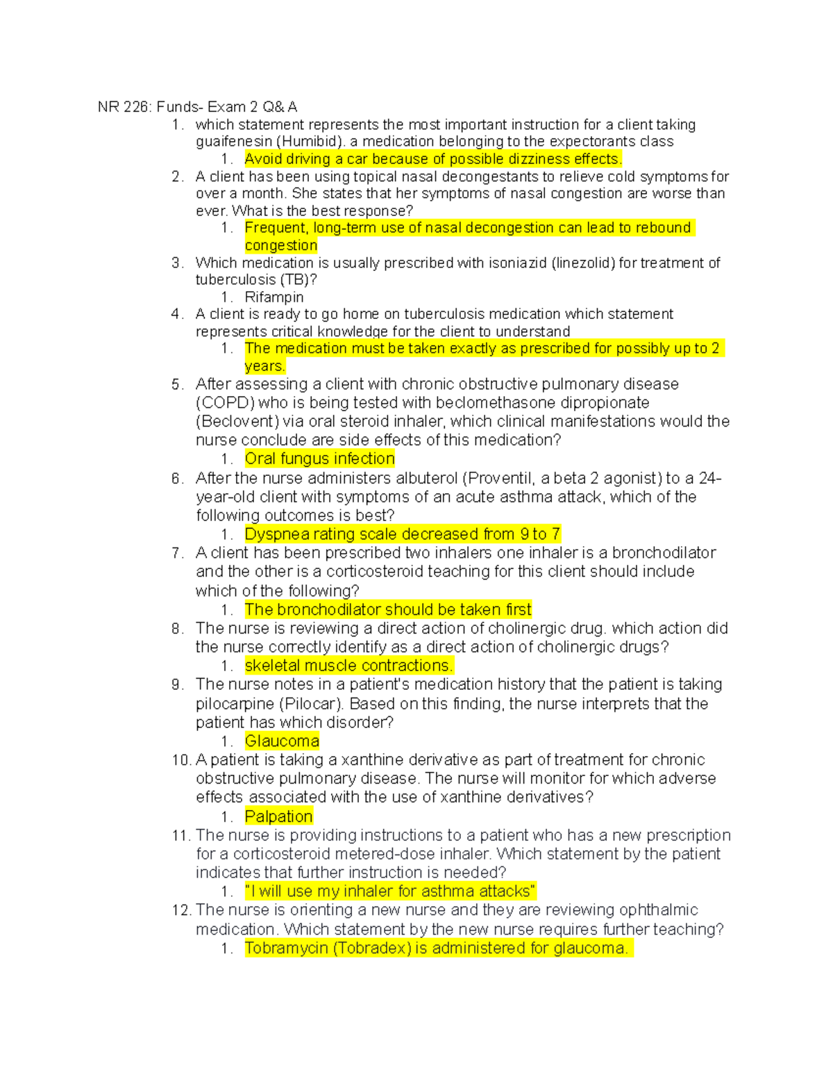 Exam Study Guide To Help To Prepare Nr 226 Funds Exam 2 Qand A 1