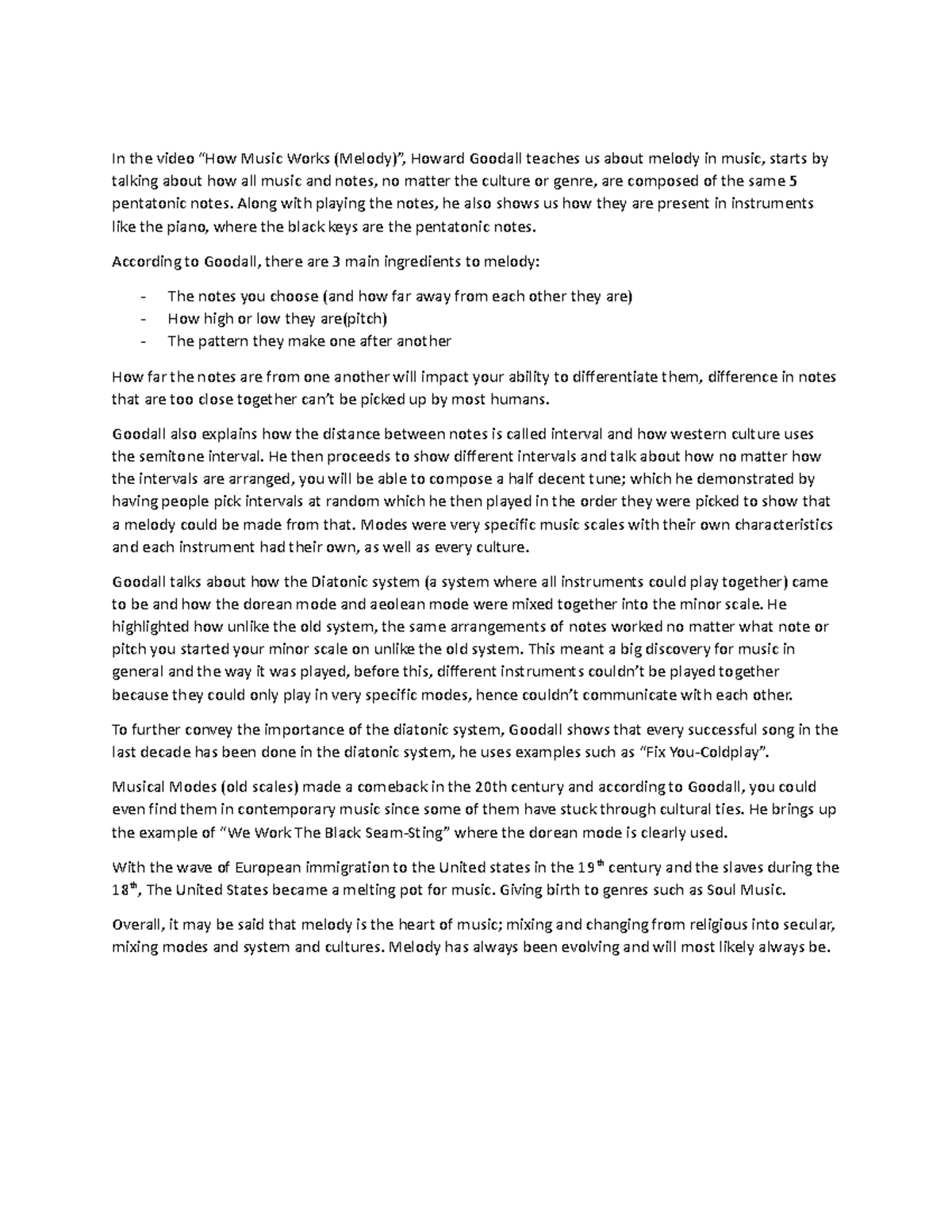 Video Summary of How Music Works In the video “How Music Works