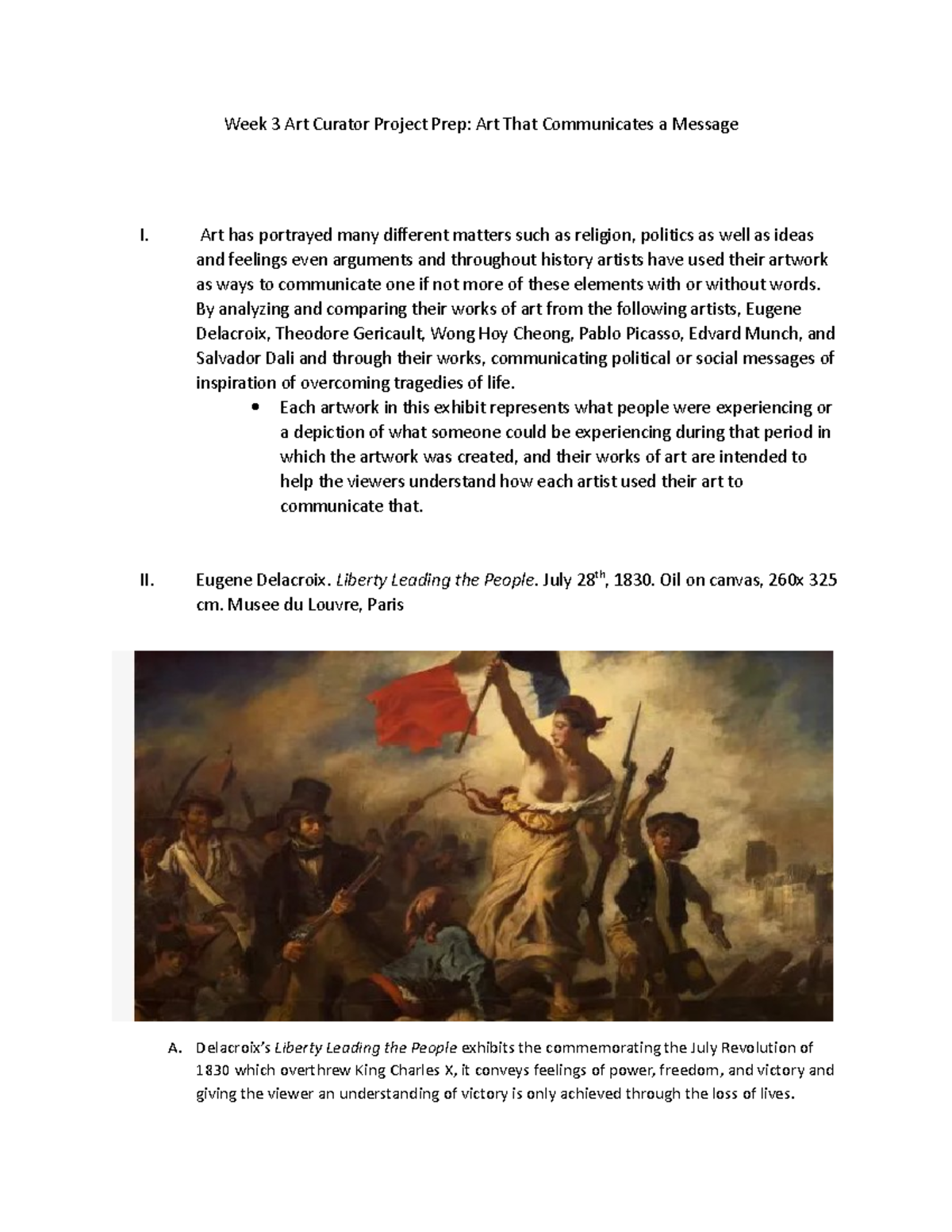 Curator Prep - Week 3 Art Curator Project Prep: Art That Communicates a ...