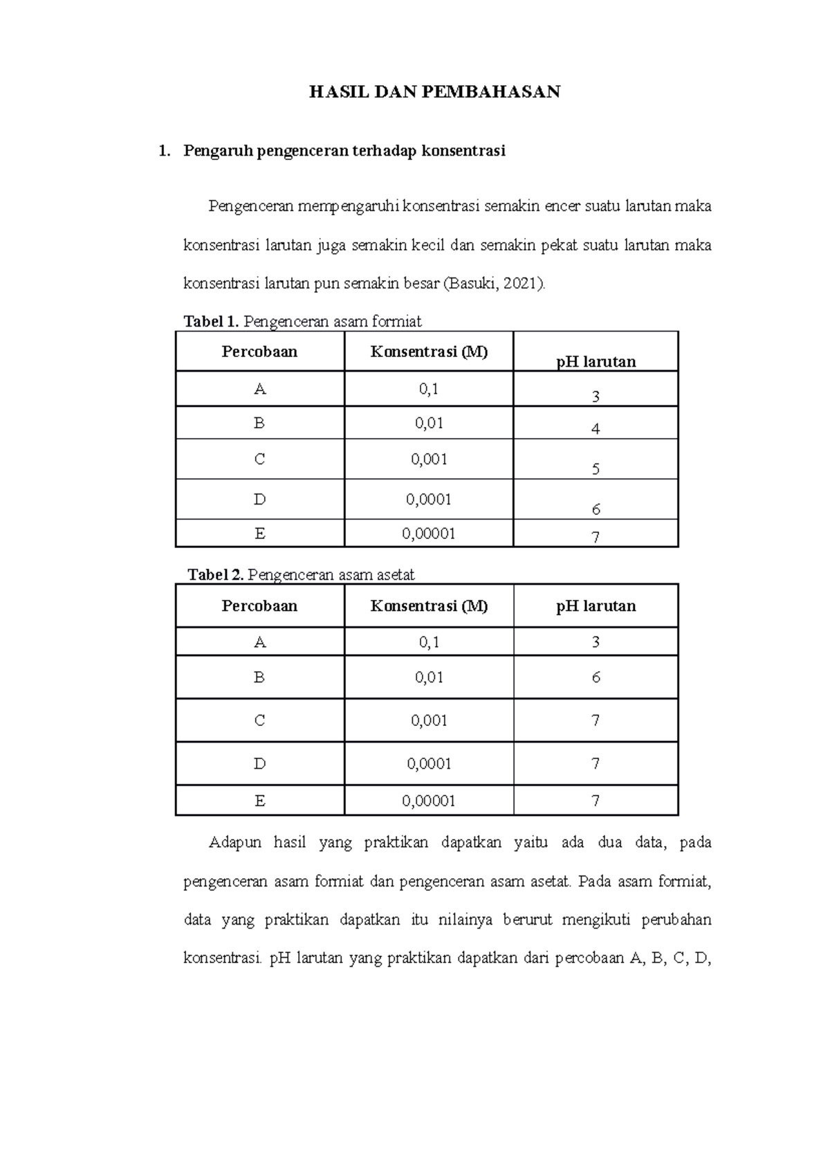 Lampiran Kimia Hal 10-22 - HASIL DAN PEMBAHASAN Pengaruh Pengenceran ...