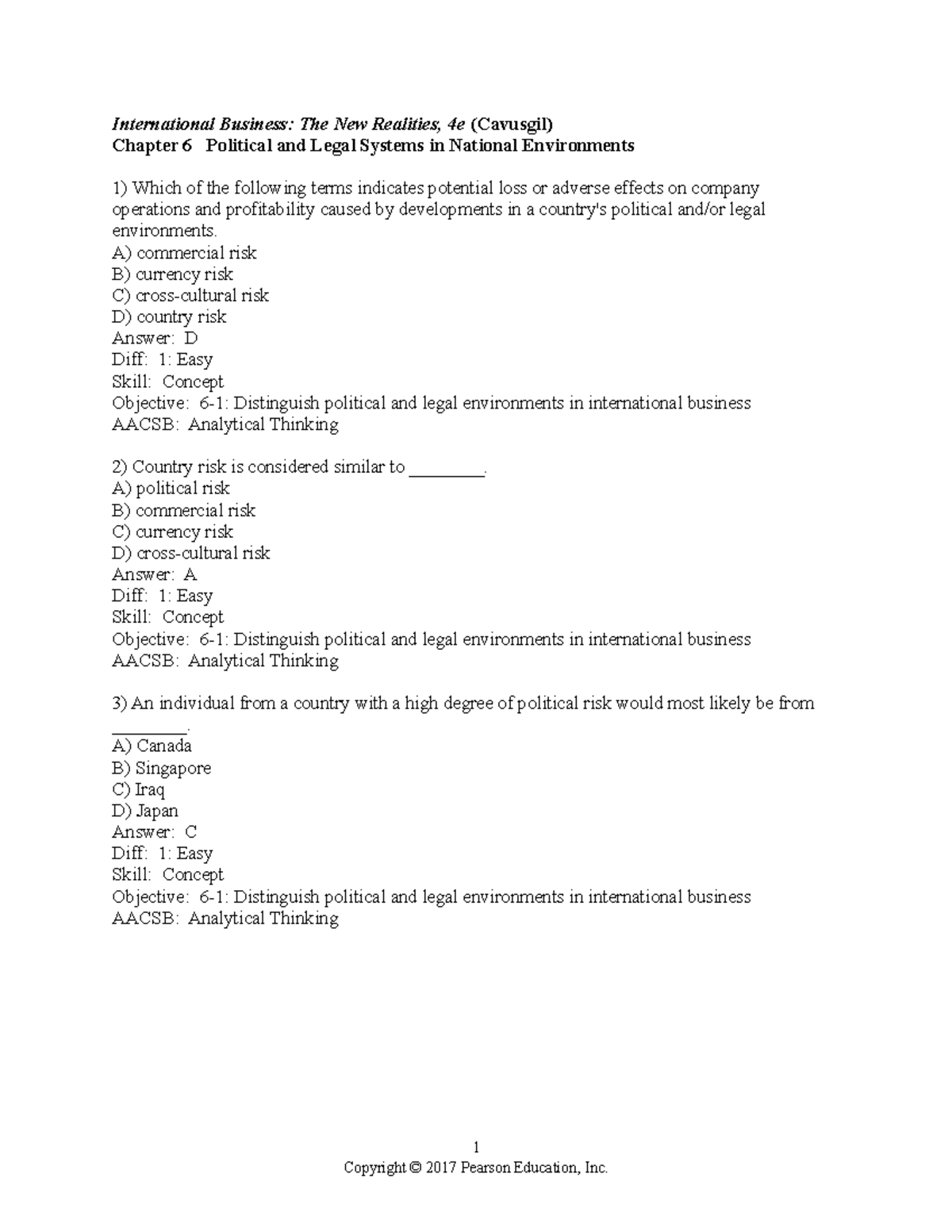 Chapter 6 - Test Bank For International Business - International ...