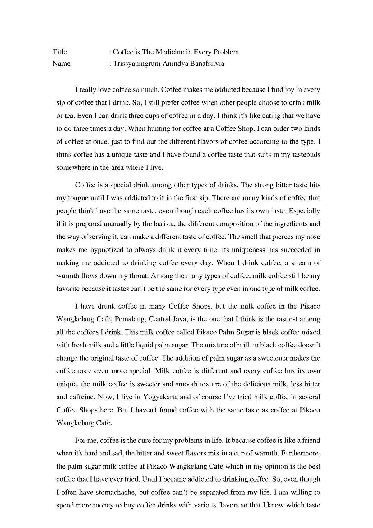 descriptive essay about coffee