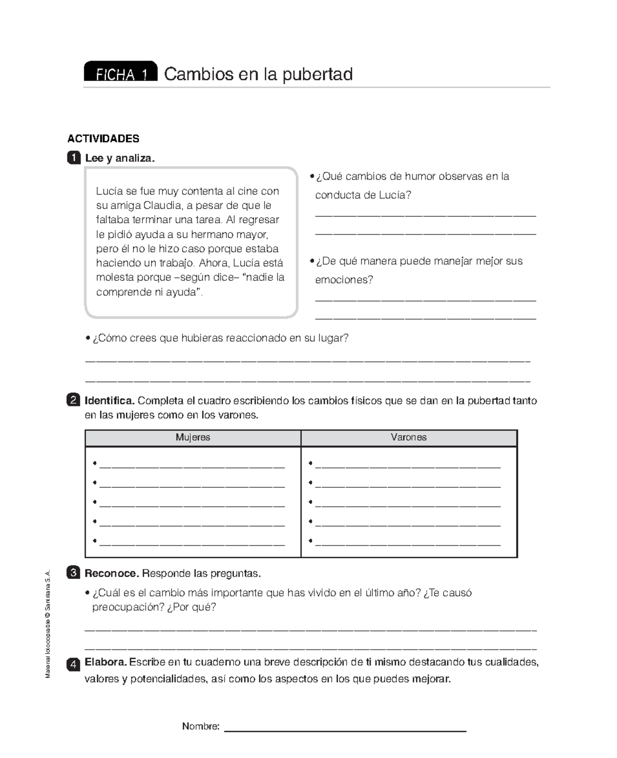 Ampliacion 1-cambios en la pubertad - Cambios en la pubertad 1 Lee y ...