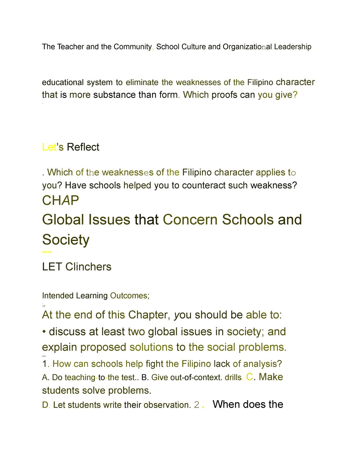 global issues that concern schools and society essay