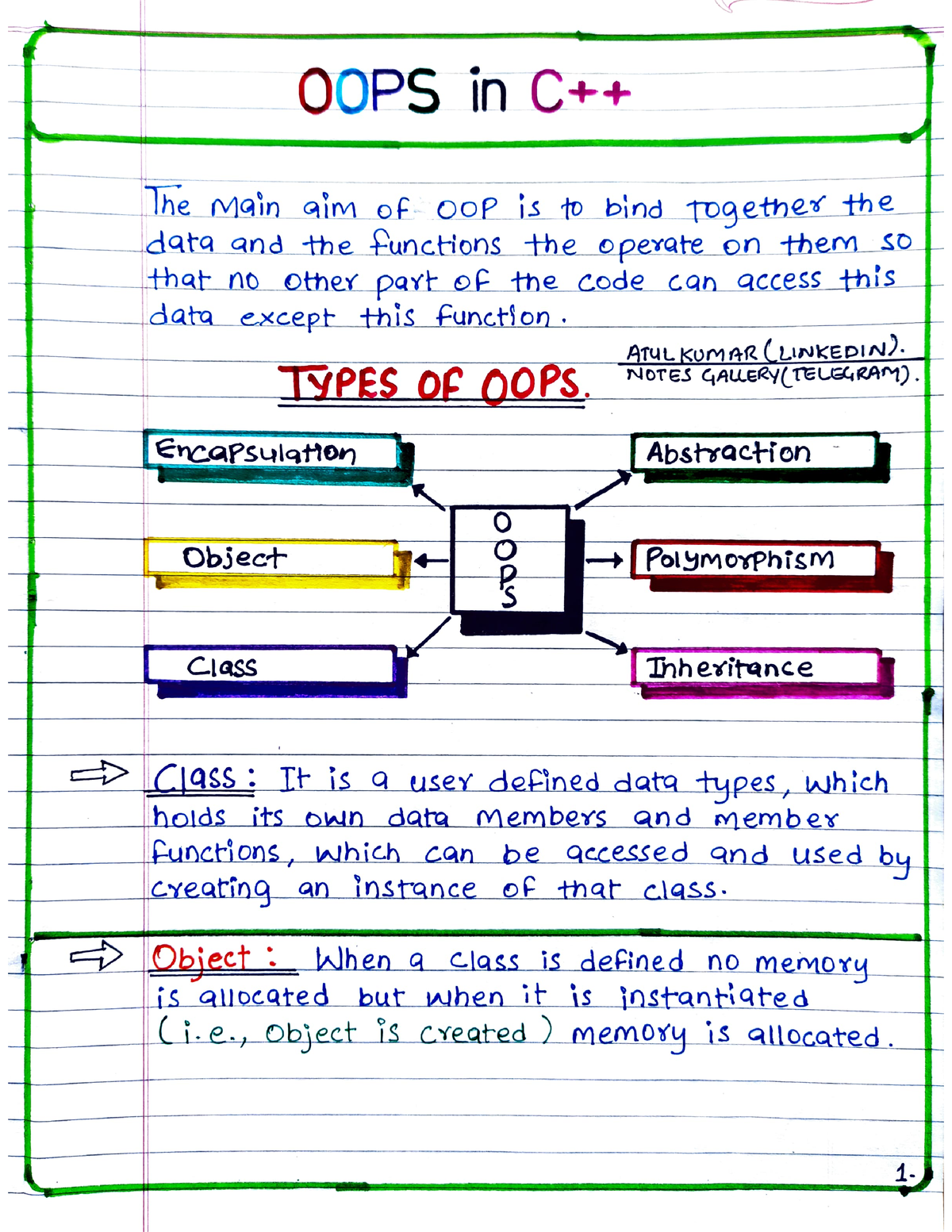 OOPS In C++ - B Tech - Studocu