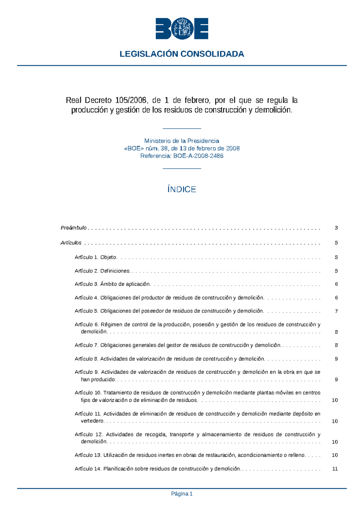 Decreto 105-2008 , por el que se regula la producción y gestión de los ...