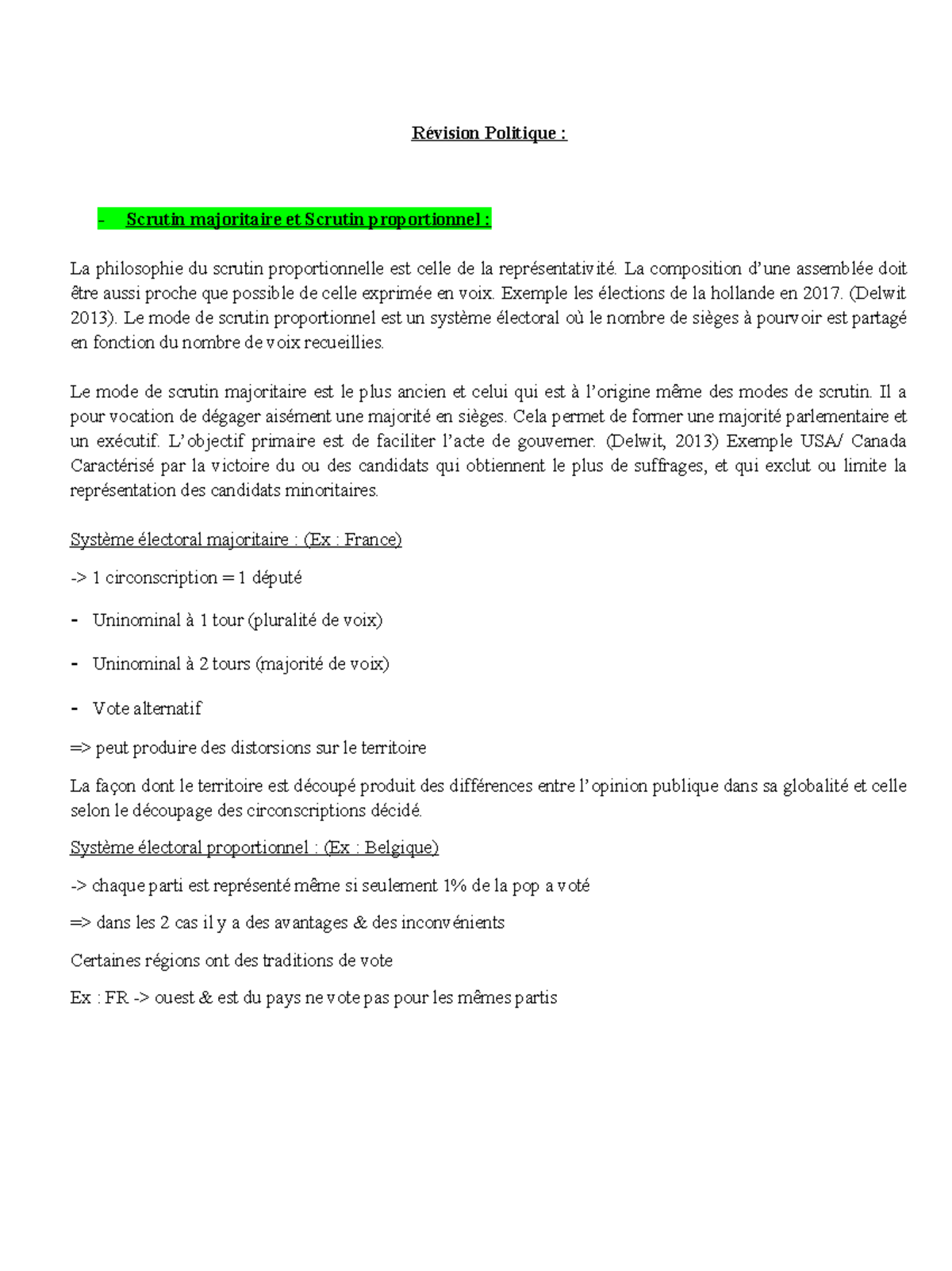 Révision Politique - notes de cours pol 1100 - Révision Politique ...