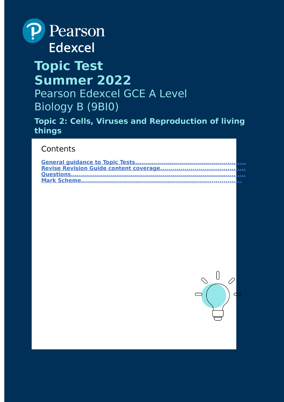 GCE Biology B Topic Test Topic 2 - Topic Test Summer 2022 Pearson ...