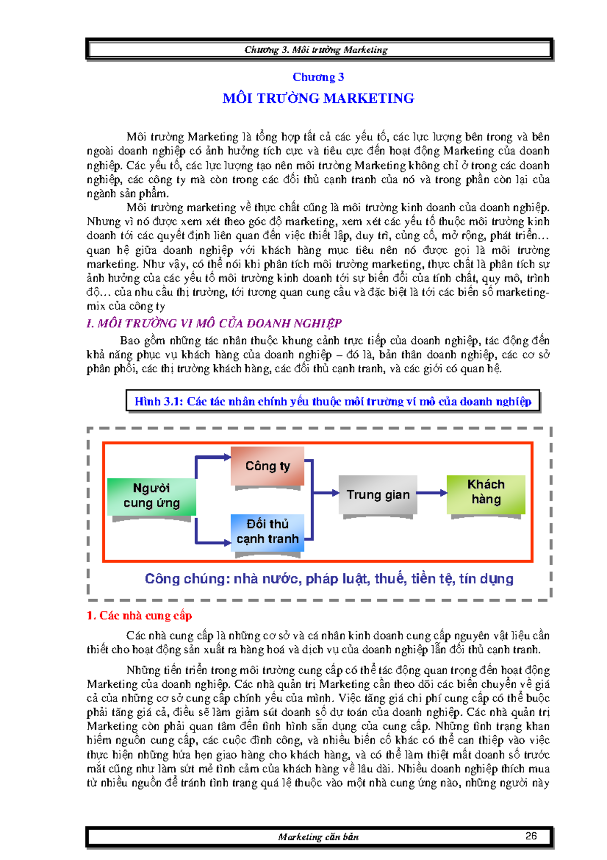 Chuong 3 Moi truong marketing - Chương 3 MÔI TRƯỜNG MARKETING Môi trường Marketing là tổng hợp tất - Studocu