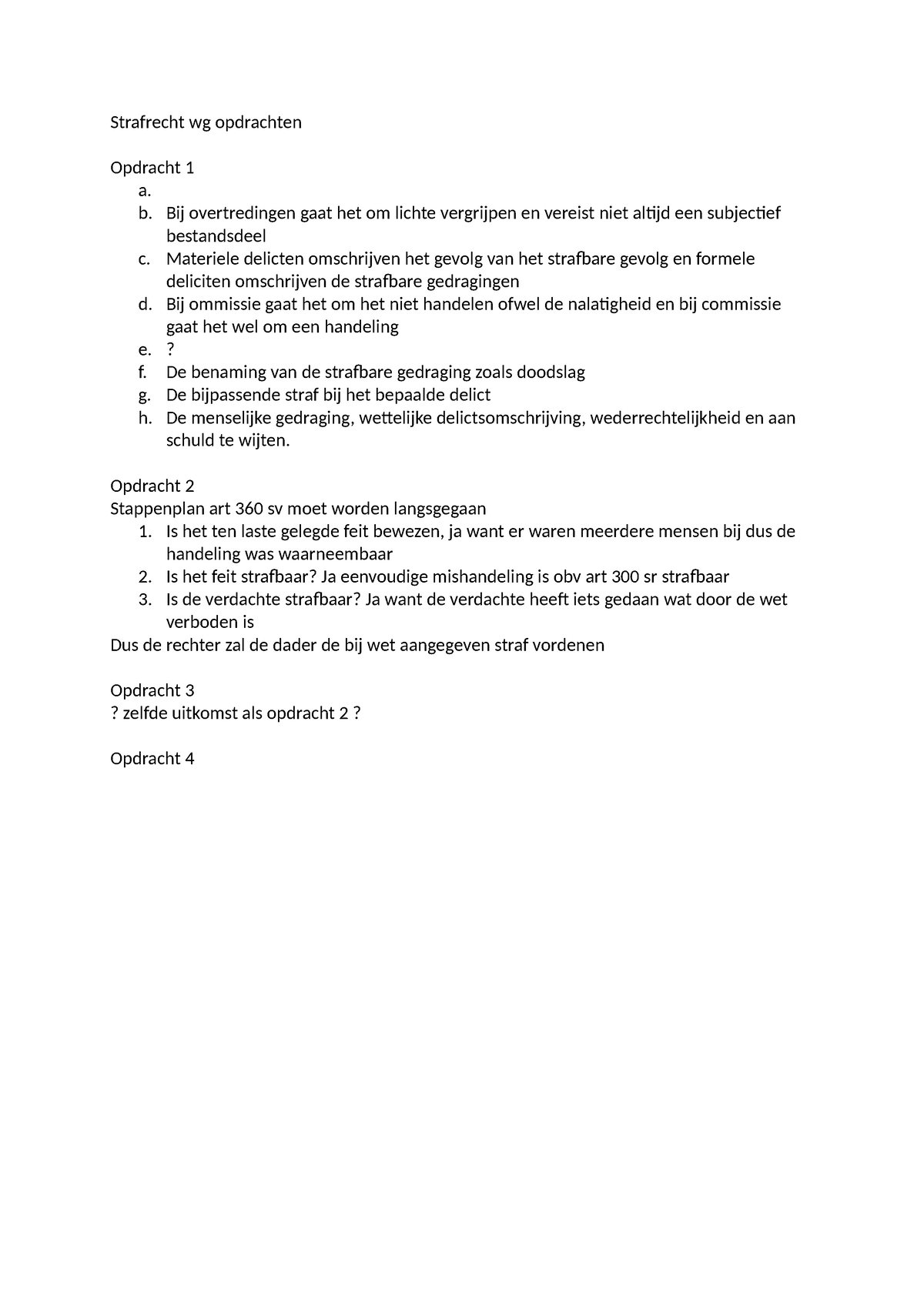 Strafrecht Wg Opdrachten - Strafrecht Wg Opdrachten Opdracht 1 A. B ...