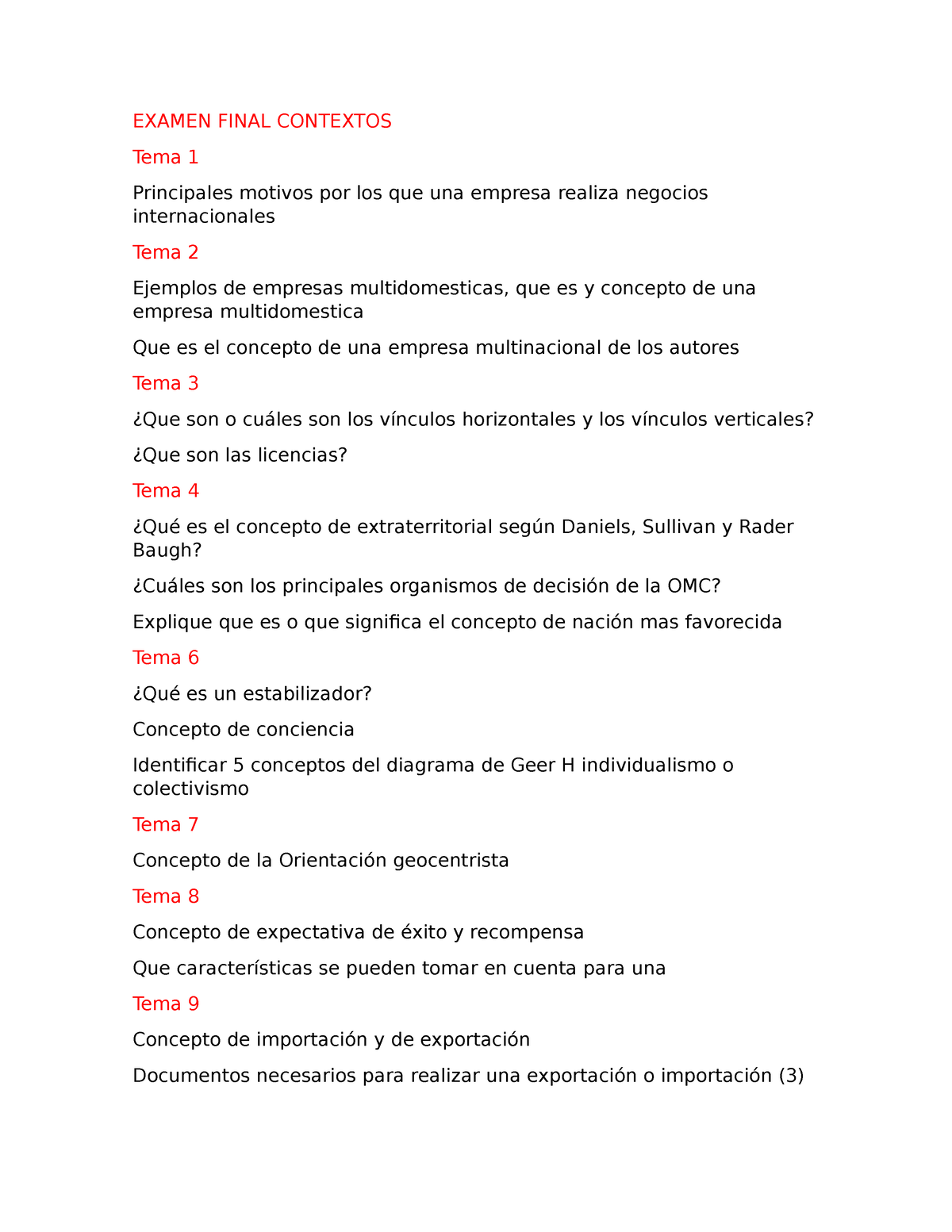 Examen Final Contextos - EXAMEN FINAL CONTEXTOS Tema 1 Principales ...