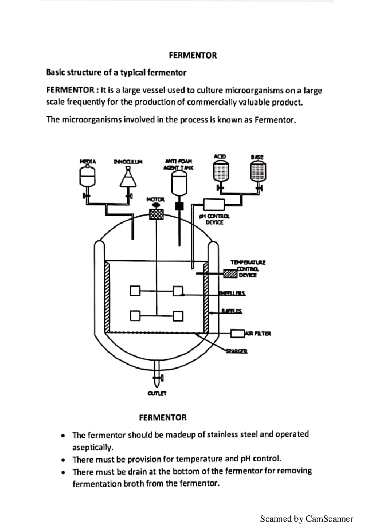 Fermentor - These are the lecture notes provided by the professors in ...