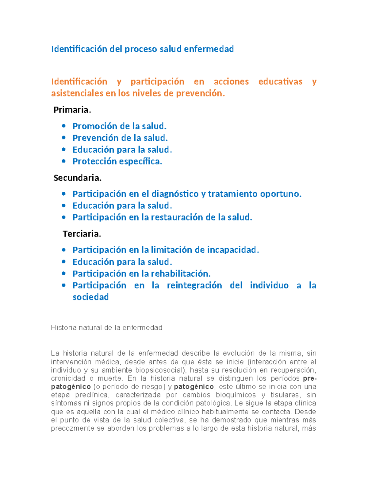 Historia Natural De La Enfermedad Identificaci N Del Proceso Salud Enfermedad Identificaci N