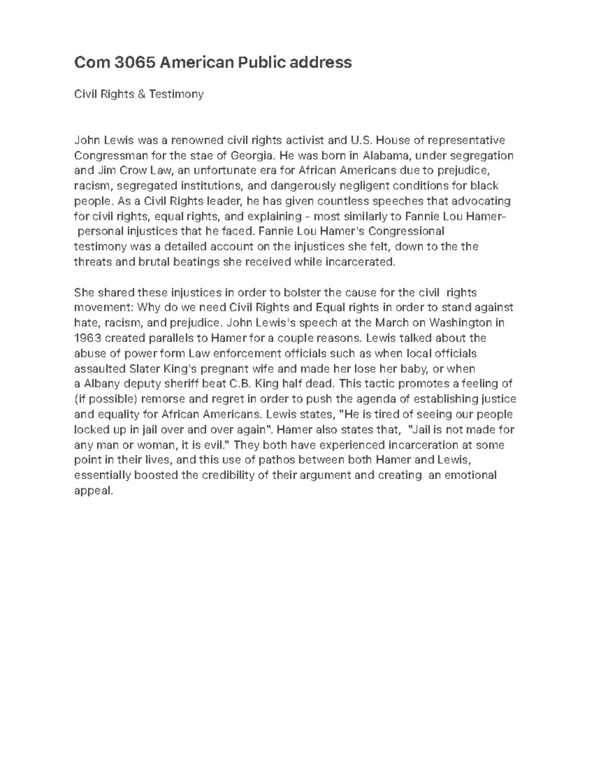 Com 3065 American Public address - COM 3065 - Baruch College - Studocu