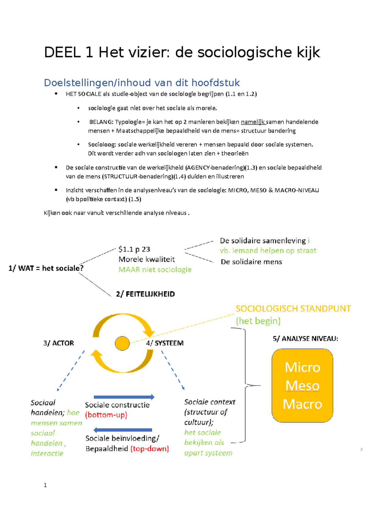 Samenvatting Sociologie 1ste Semester Academiejaar 2020/2021 - DEEL 1 ...