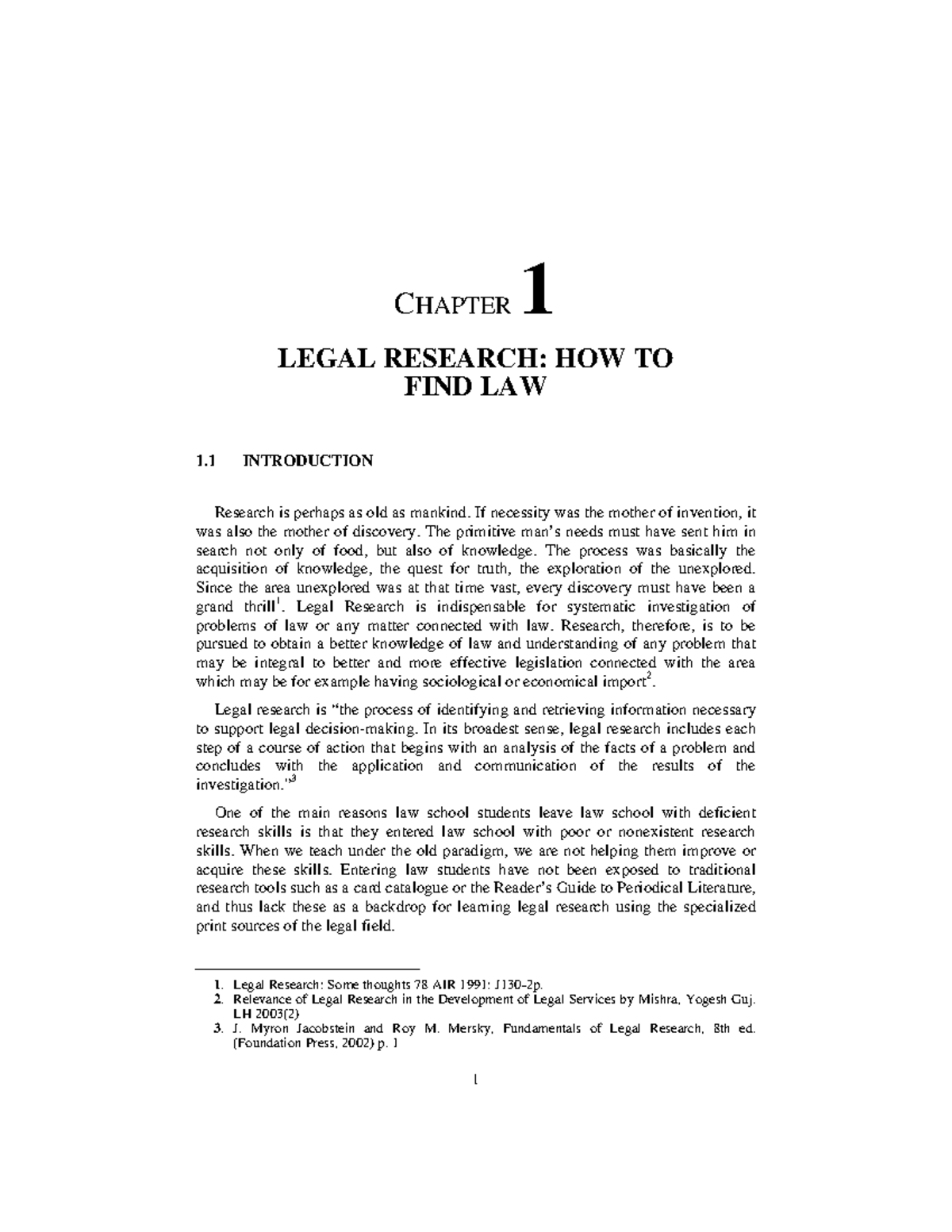 Sources of Legal Research MW - 1 CHAPTER 1 LEGAL RESEARCH: HOW TO FIND ...