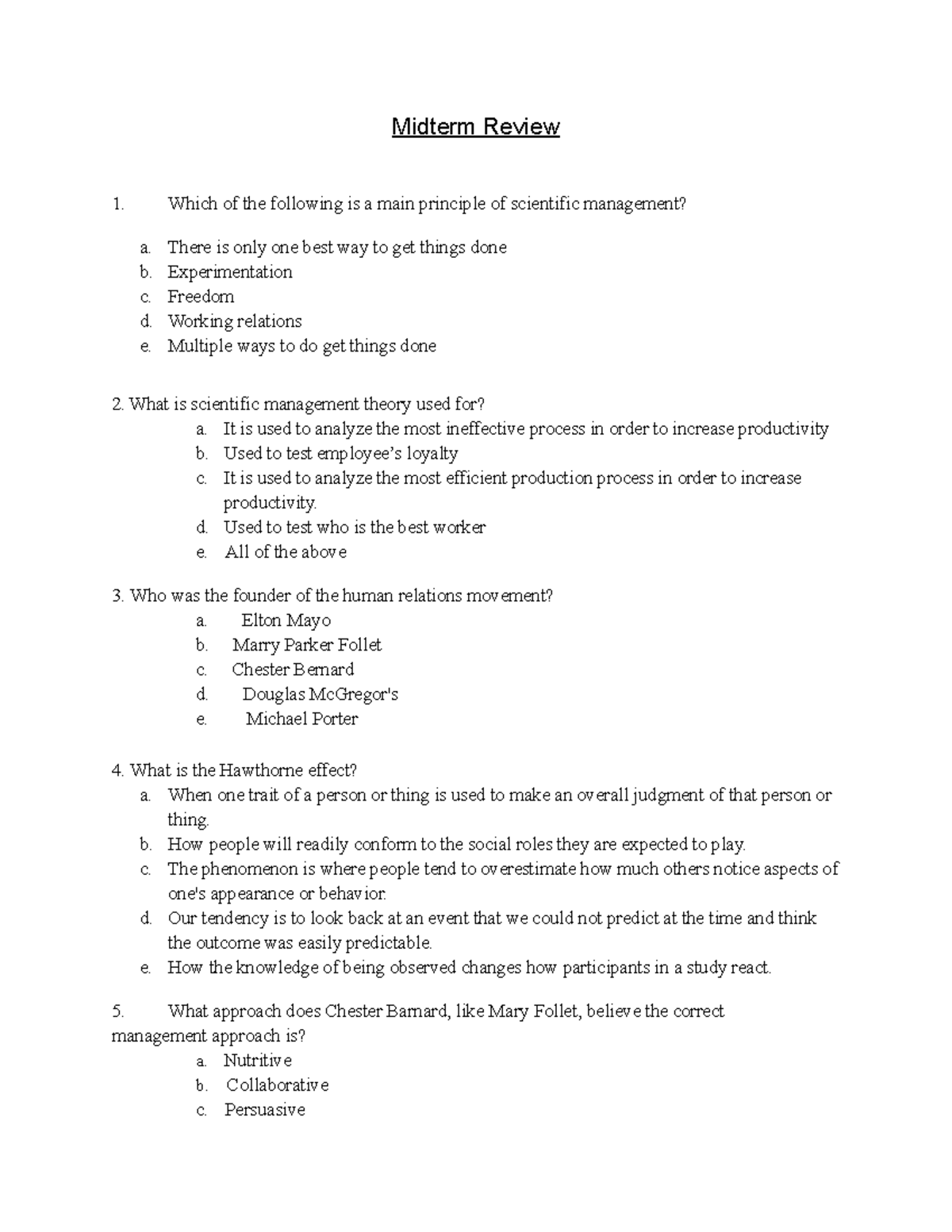 ADMS1000 Midterm Reveiw - Midterm Review Which of the following is a ...