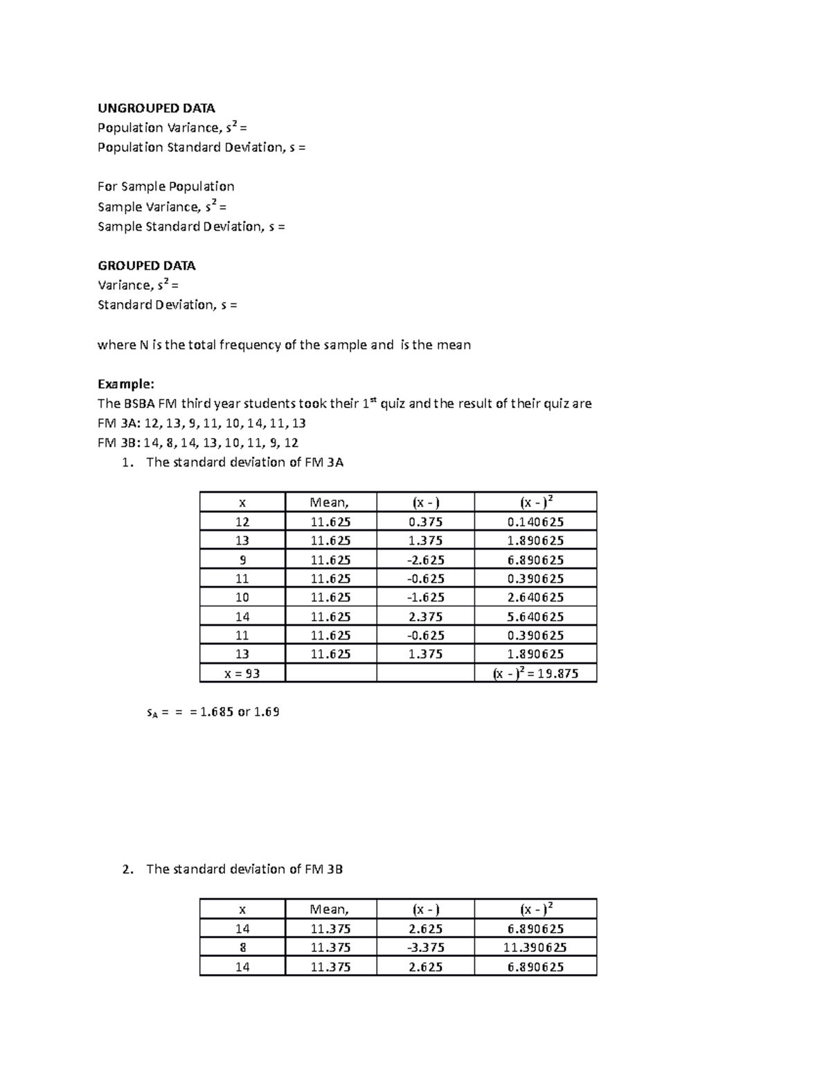 VarianceandStandardDeviation StudentsCOPY UNGROUPED DATA