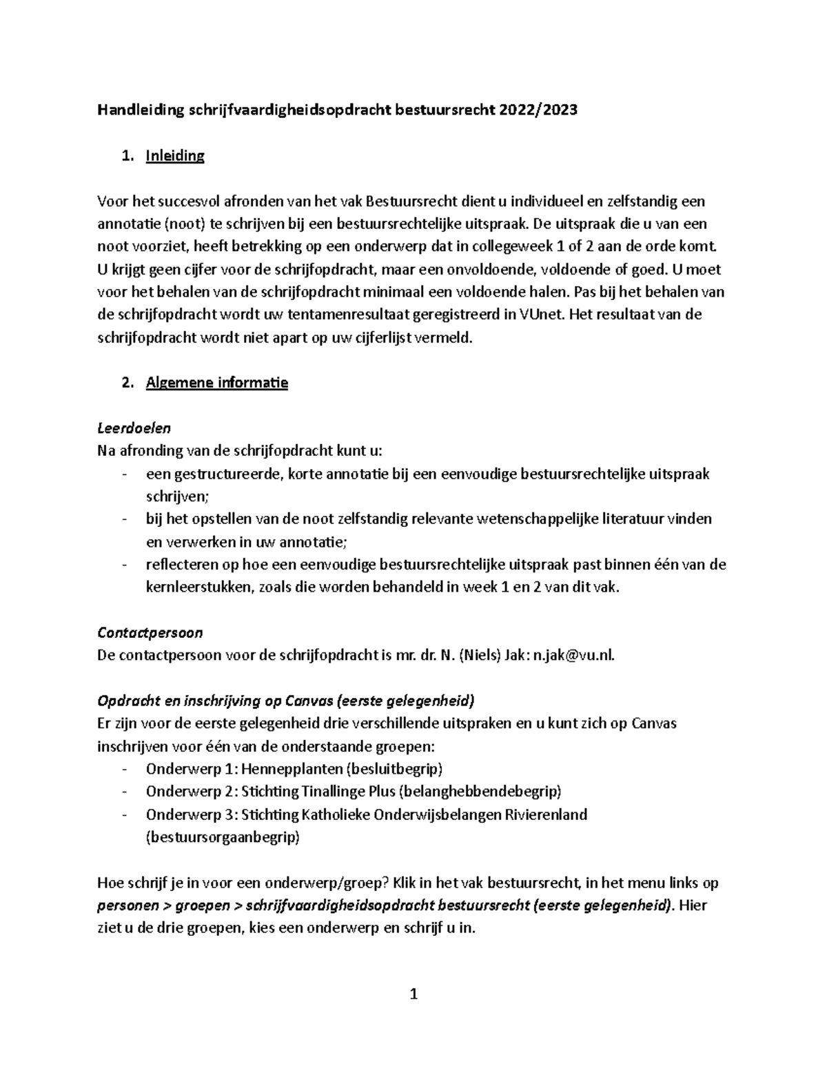 Handleiding Schrijfvaardigheidsopdracht Bestuursrecht 2022-2023 Def ...