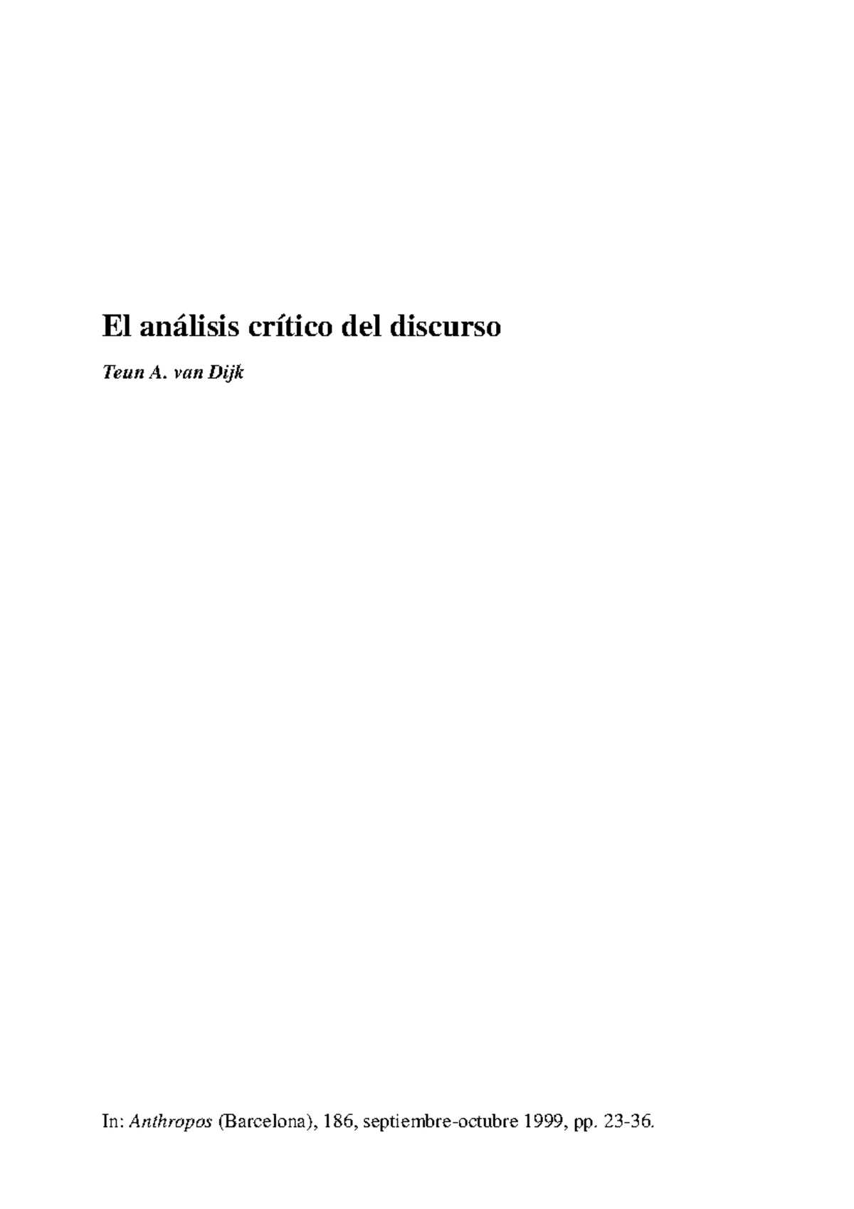 El Análisis Crítico Del Discurso Exposición El Análisis Crítico Del