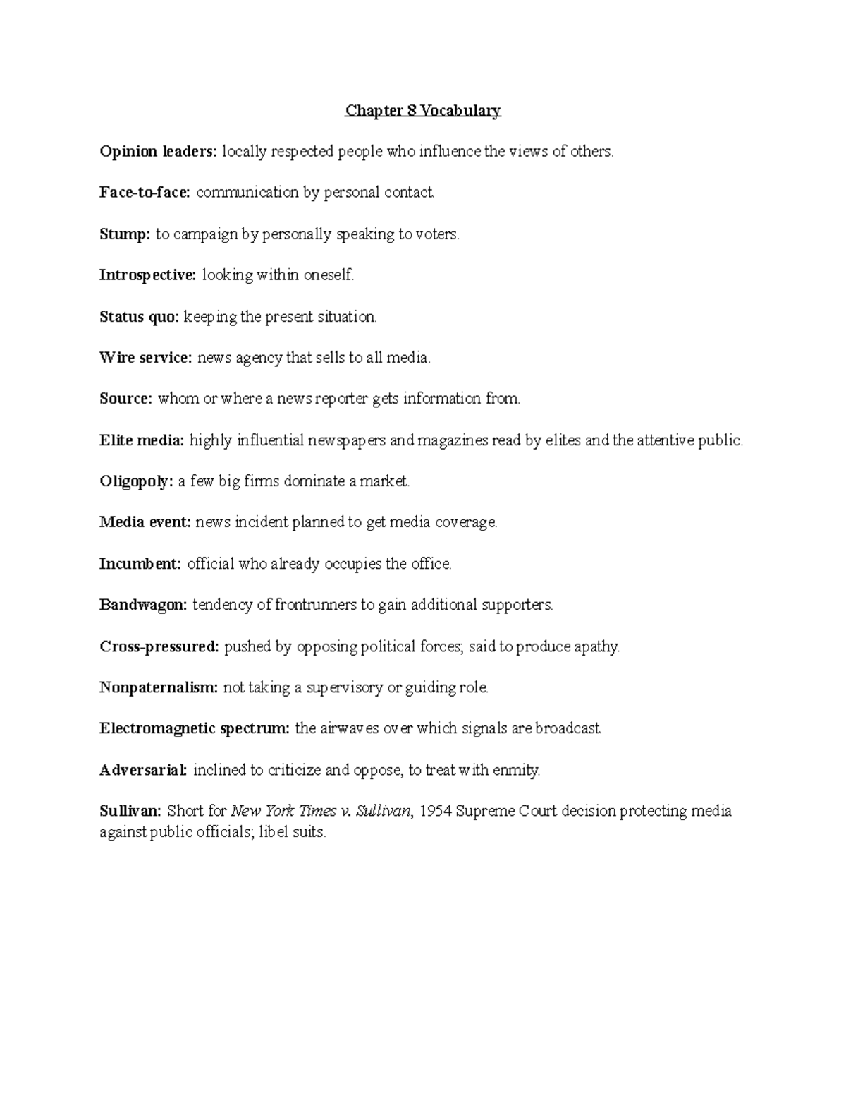Chapter 8 Vocabulary - Notes - Chapter 8 Vocabulary Opinion leaders ...