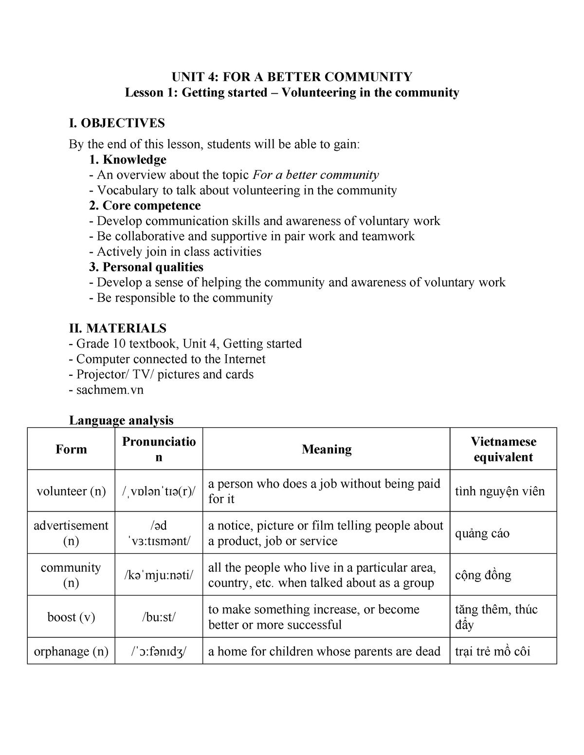 UNIT-4 - Lecture Notes - UNIT 4: FOR A BETTER COMMUNITY Lesson 1 ...