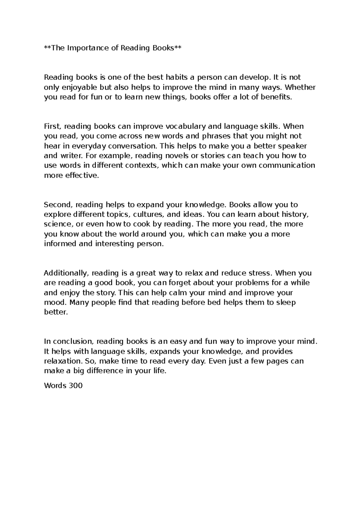 The Importance of Reading Books - The Importance of Reading Books ...