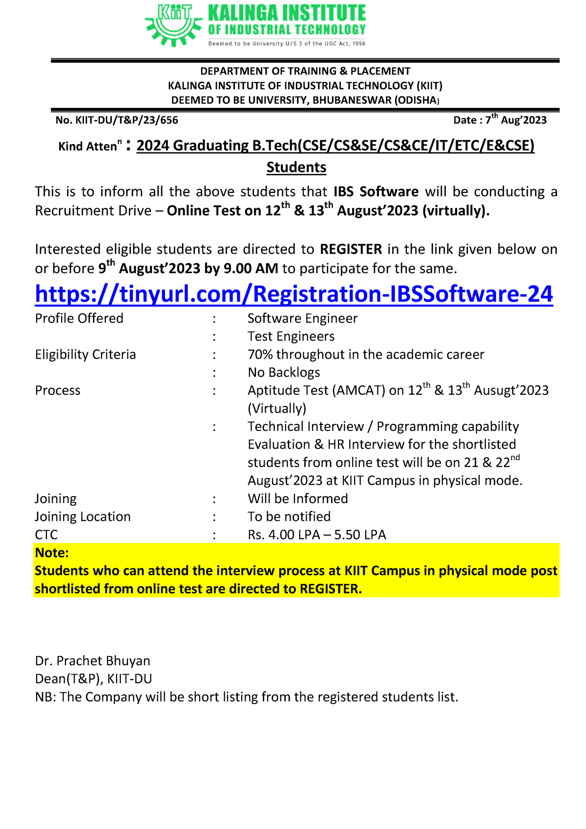 Registration IBS Software Recruitment Drive for 2024 Graduating