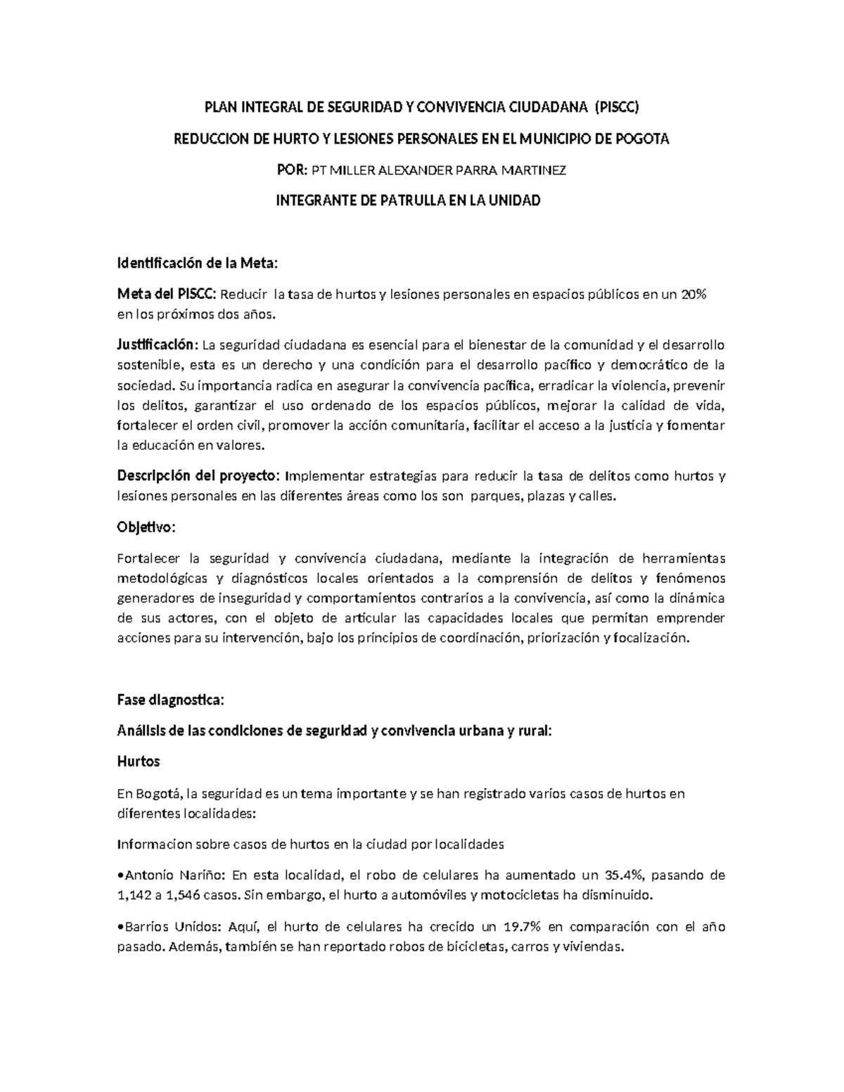 PLAN Integral DE Seguridad Y Convivencia Ciudadana - PLAN INTEGRAL DE ...