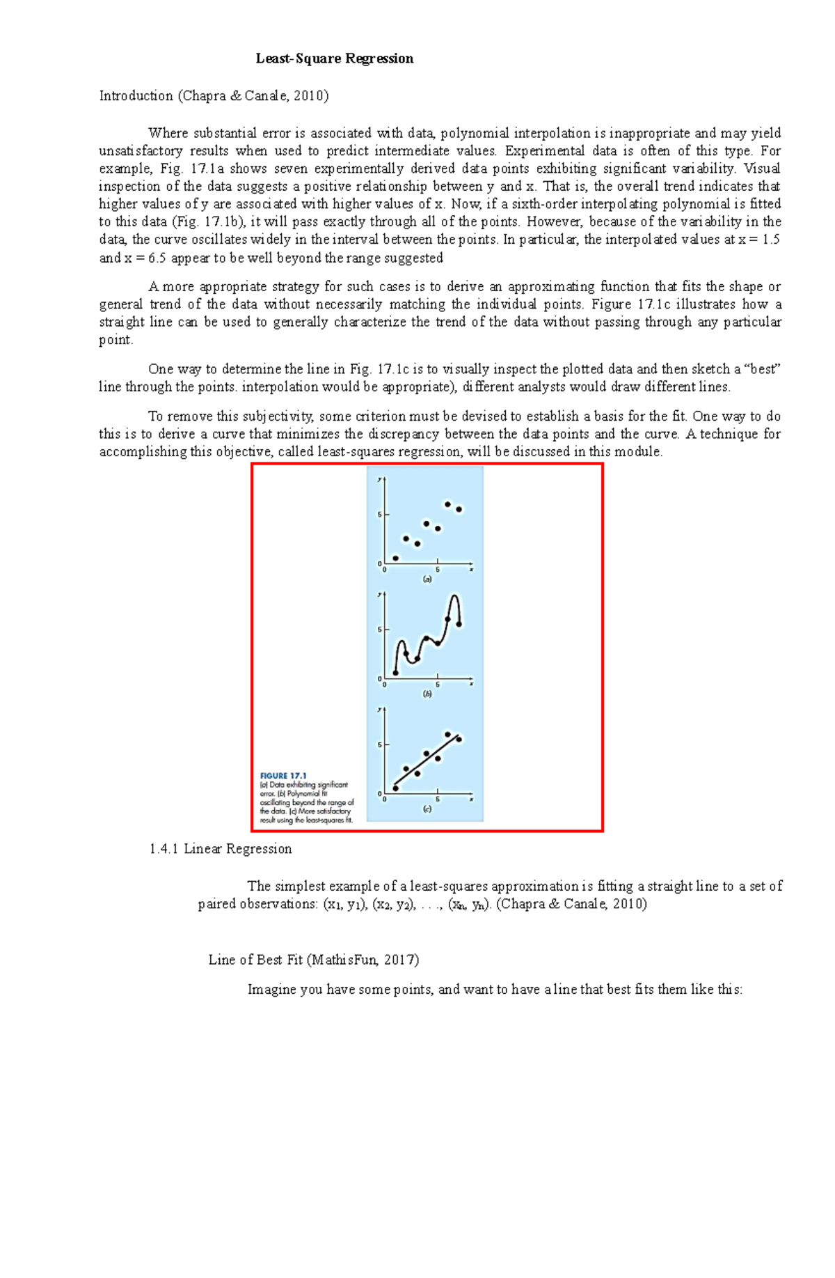 Least-Square Regression - Least-Square Regression Introduction (Chapra ... image.
