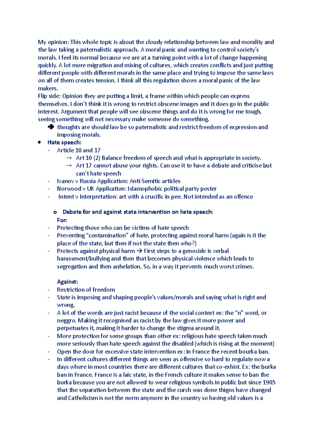 Hate speech revision - My opinion: This whole topic is about the cloudy ...