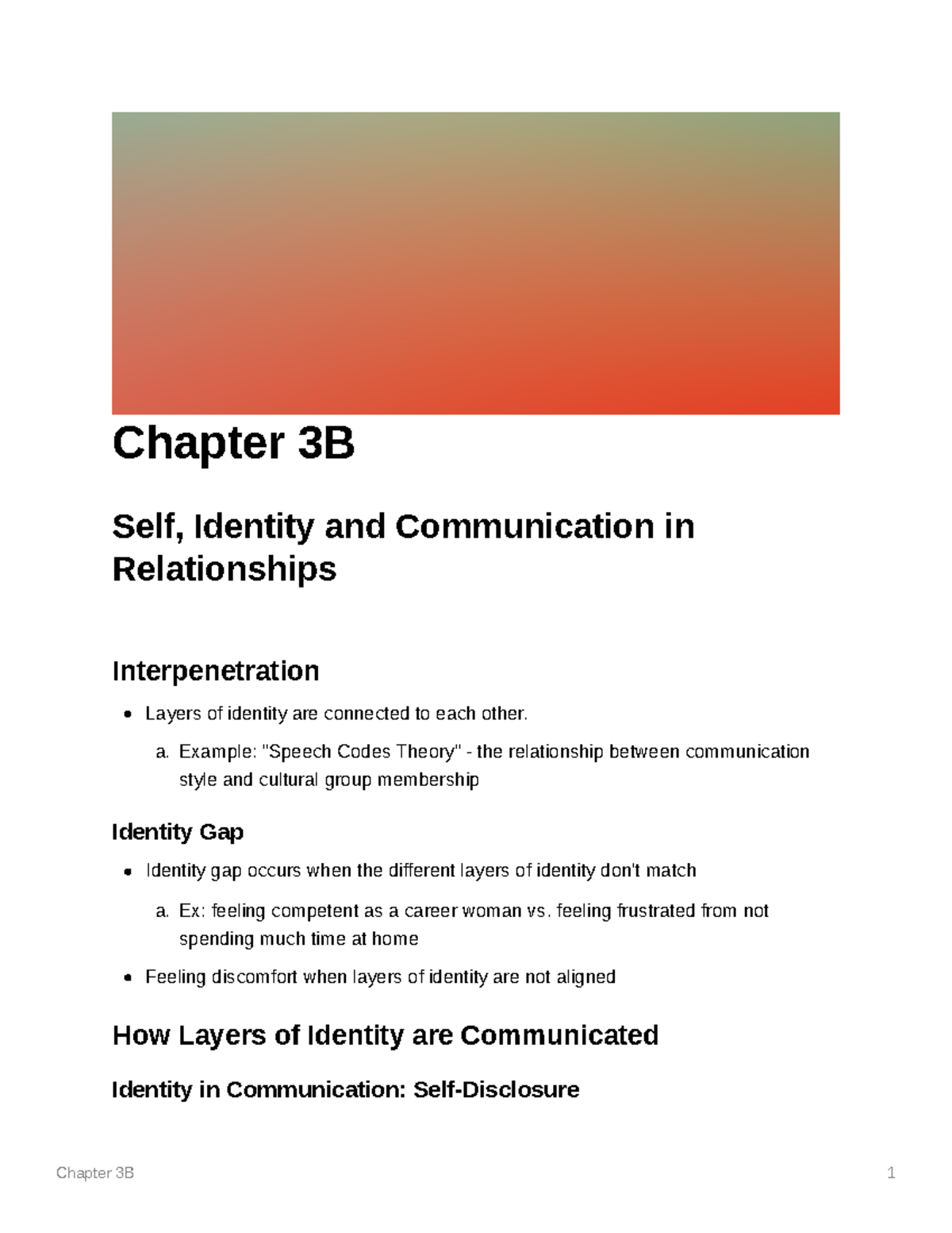 Self, Identity And Communication In Relationships - Chapter 3B 1 ...