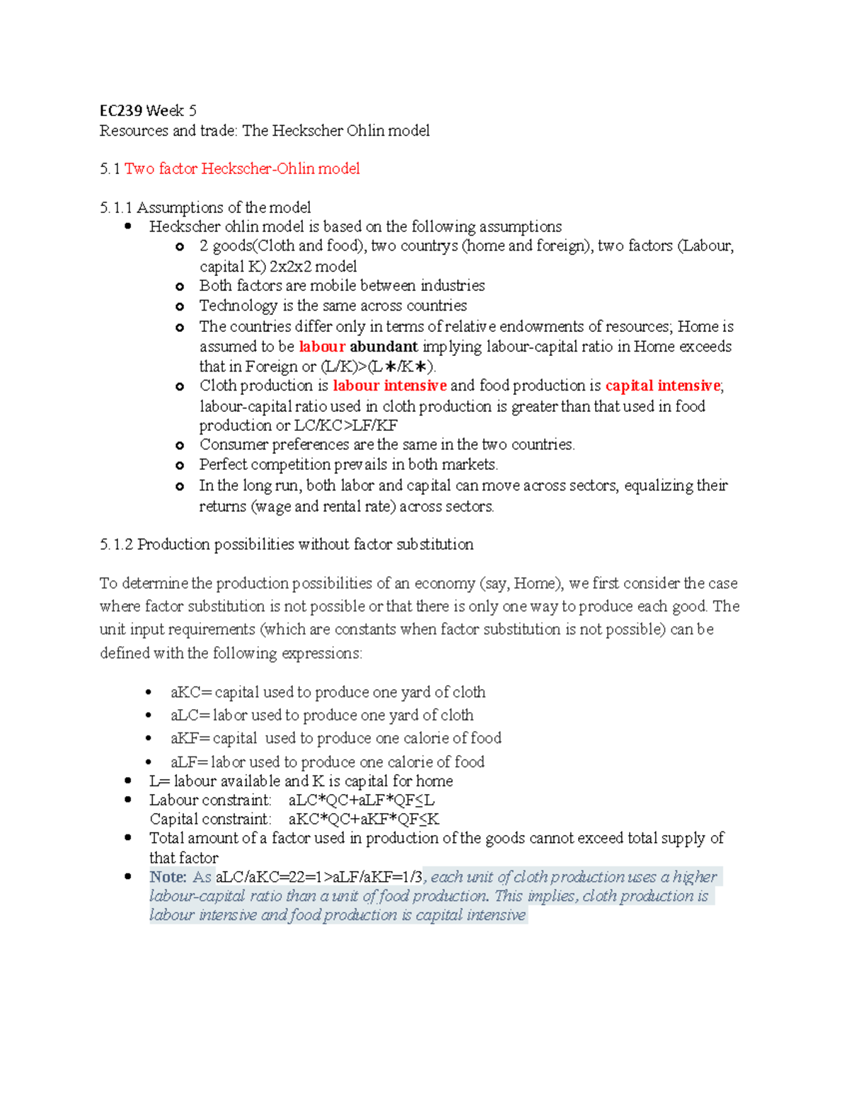 EC239 Week 5 - notes from the lesson for international class - EC239 ...