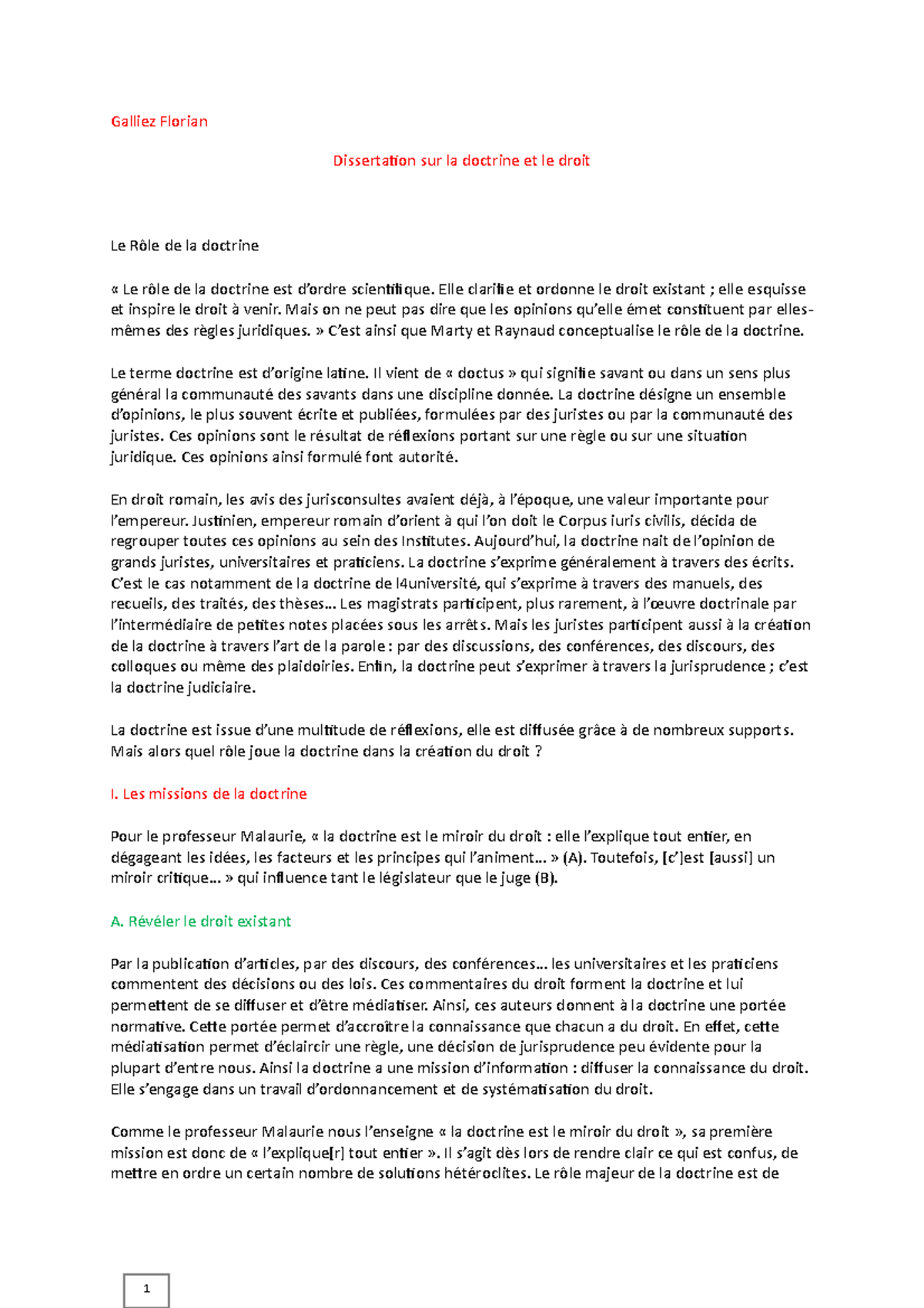 La Jurisprudence Est Elle Une Source De Droit Dissertation Dissertation sur la doctrine et le droit - Galliez Florian Dissertaion sur  la doctrine et le droit - Studocu