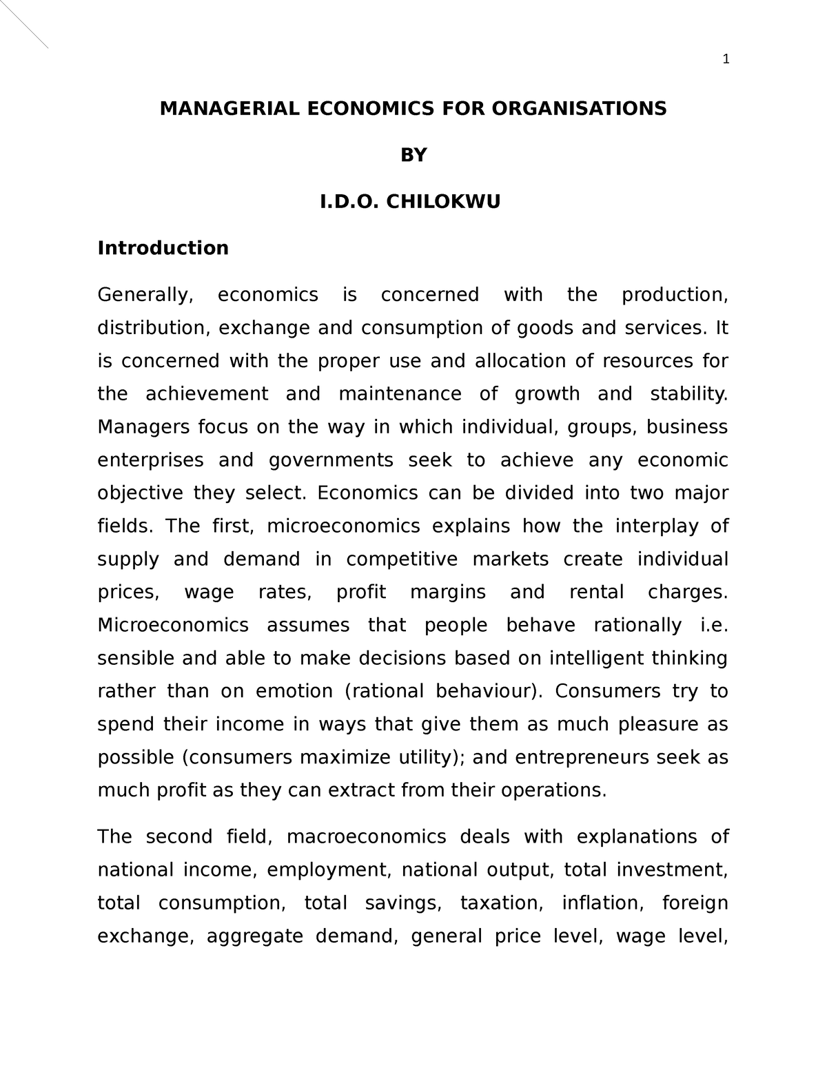 case study on managerial economics with solution pdf