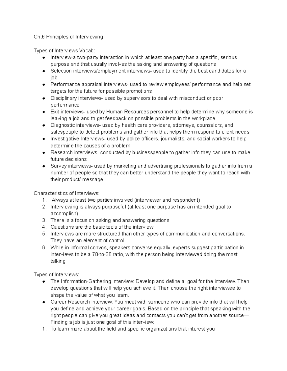 Comm Ch. 6 - Notes summarizing chapter 6 of textbook. - Ch Principles ...