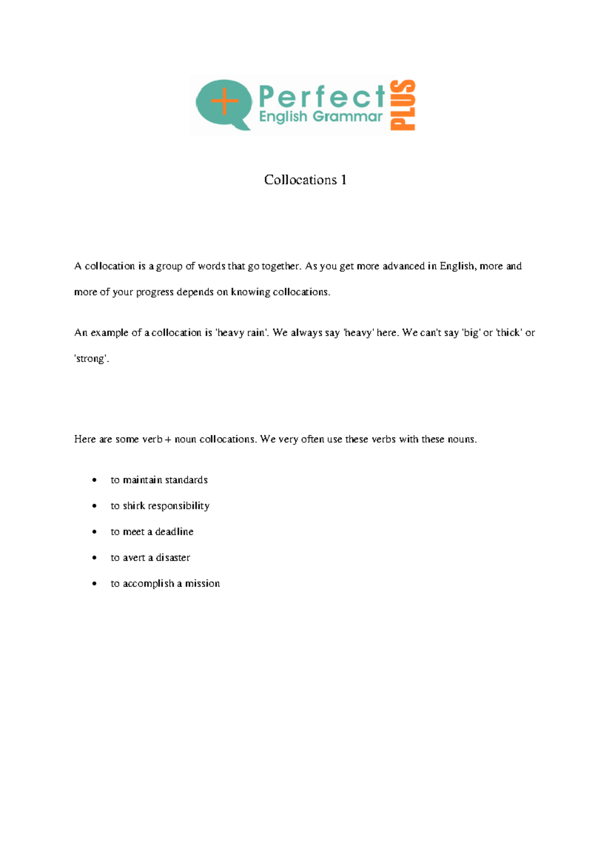 Collocations 1 - preposiciones de lugar en ingles - Collocations 1 A ...