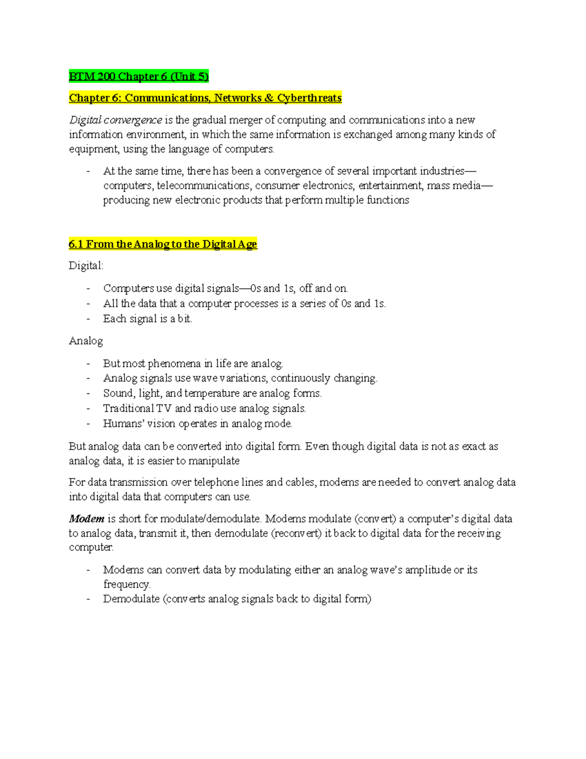 BTM 200 Chapter 6 (unit 5) - BTM 200 Chapter 6 (Unit 5) Chapter 6 ...