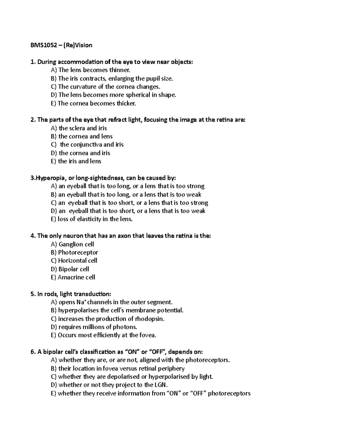 BMS1042 lecture 1 and 2 notes for week 1 - BMS1052 – (Re)Vision 1 ...